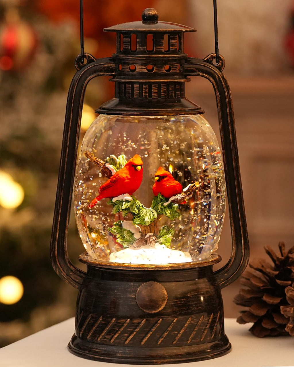 Fall Decor Snow Globe Thanksgiving Decoration Turkey Lantern Light-Up 6H Timer Halloween Pumpkin Glitter Autumn Scene Snow Globes Fall Decoration for Home