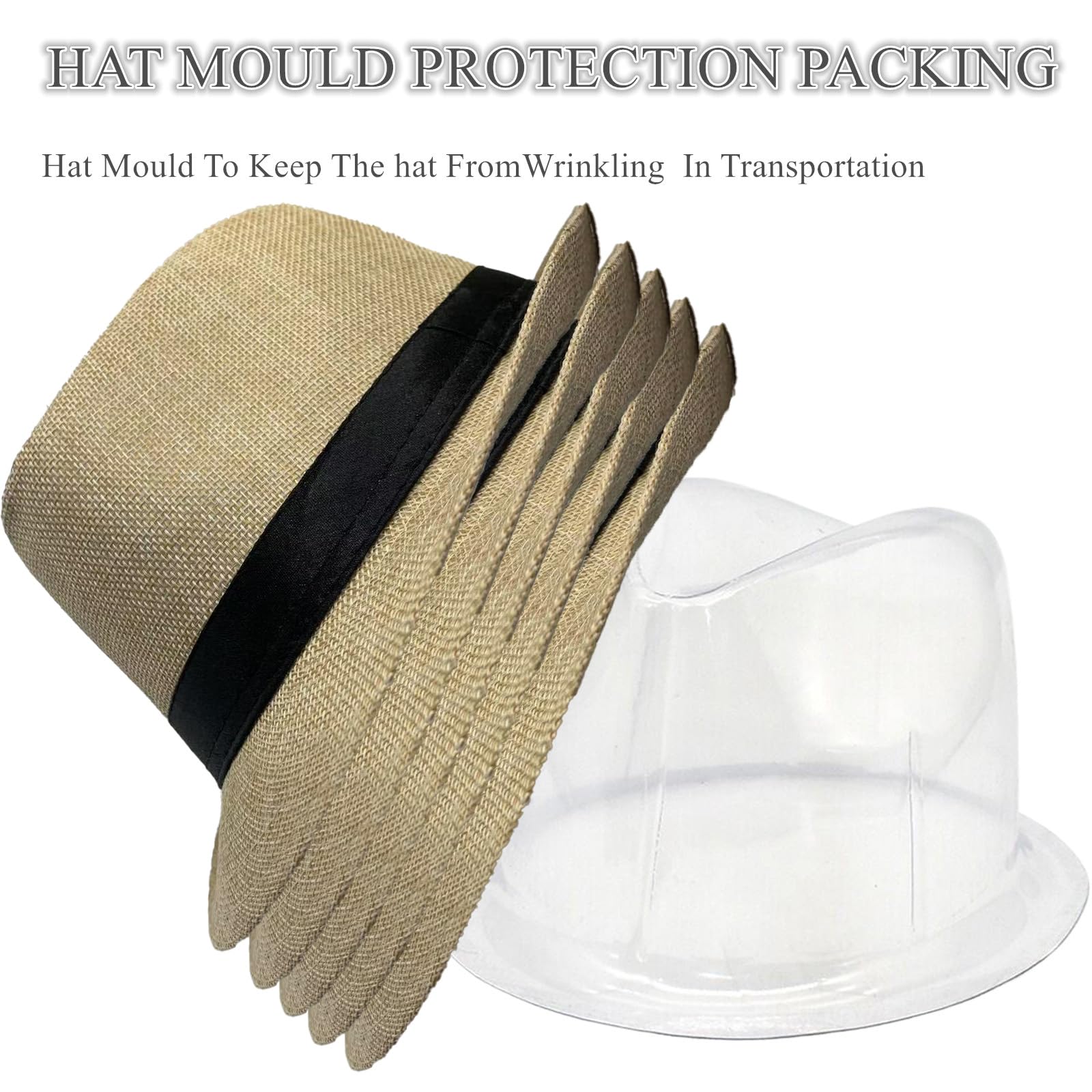 5 Pack Bulk Cuban Fedora Sun Hats Men with Adjustable Strap, Short Brim 1920s Unisex Party Costume Hats Women.