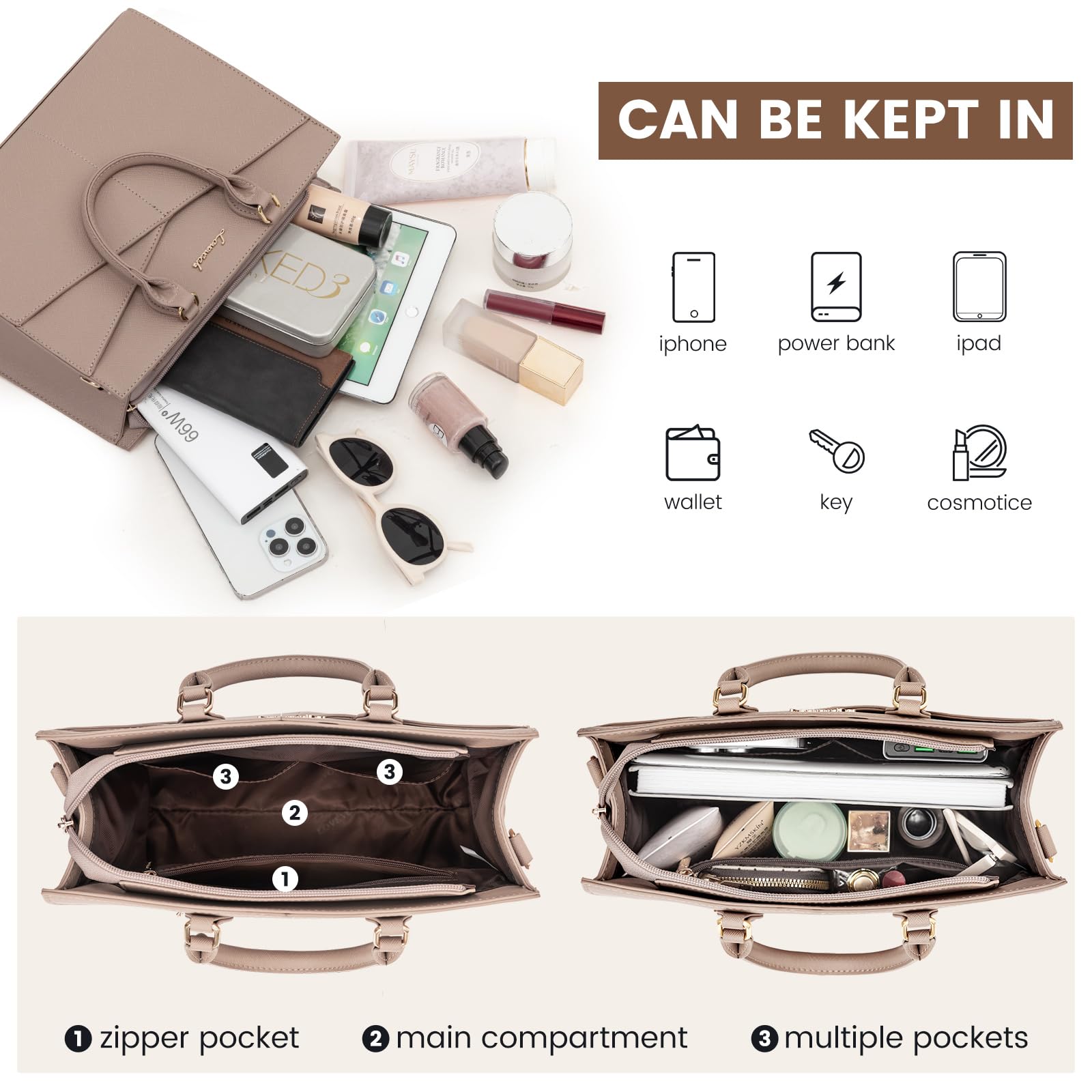 LOVEVOOK Purses for Women,Satchel Handbags Tote Bag, Black Pu Leather Shoulder Crossbody Top Handle Purse with Zipper