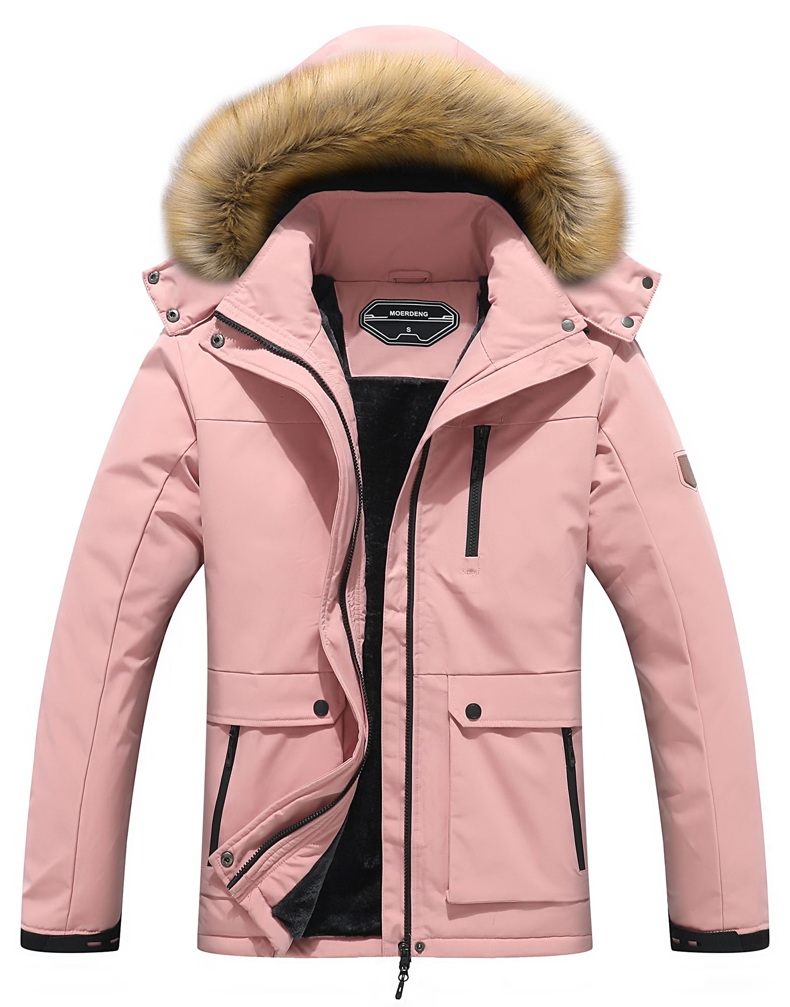 MOERDENG Women's Waterproof Ski Snow Jacket Winter Warm Hooded Snow Coat Mountain Windproof Ski Jacket For Women