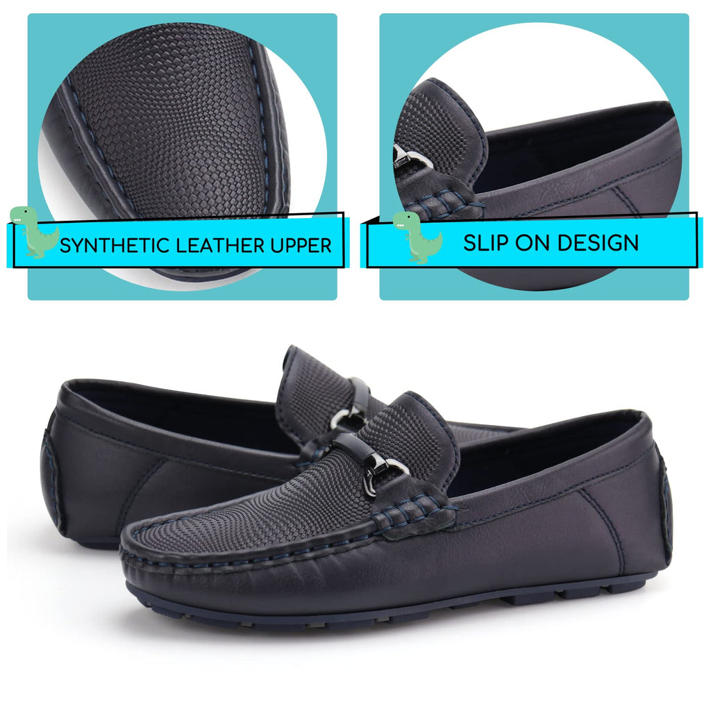 JABASIC Kids Penny Loafer Casual Slip-On Moccasin Flats Boys Dress Shoes