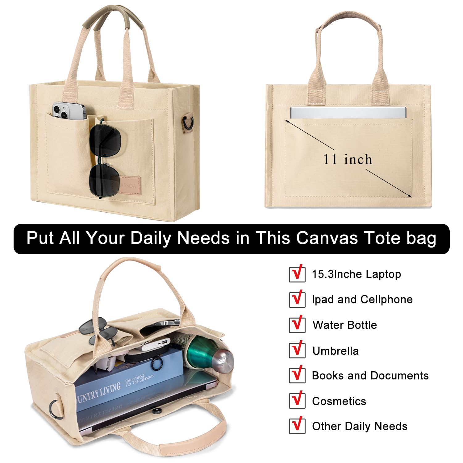 Tote Bags for Women Canvas Tote Purse Crossbody with Pockets Top Handle Shoulder Satchel Bag for Women