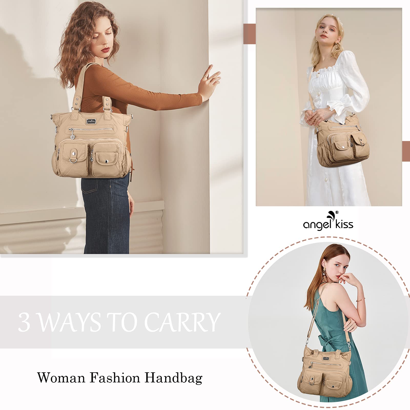 Angelkiss Purses and Handbag for Women Soft Leather Hobo Bags Satchel Shoulder Bags Ladies Tote Crossbody Bag