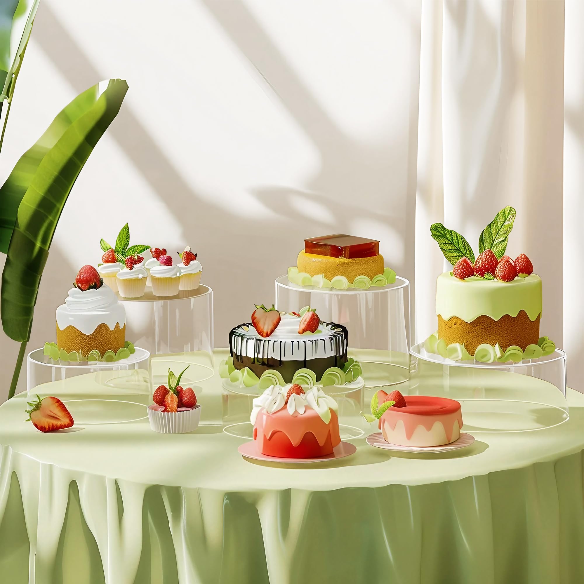 6Pcs Buffet Risers, Food Risers for Buffet Table, Acrylic Cube Display Risers with Hollow Bottom, Food Display Stand for Party Jewelry Dessert Figures (Size 5.5",6",6.5",7",7.5",8")