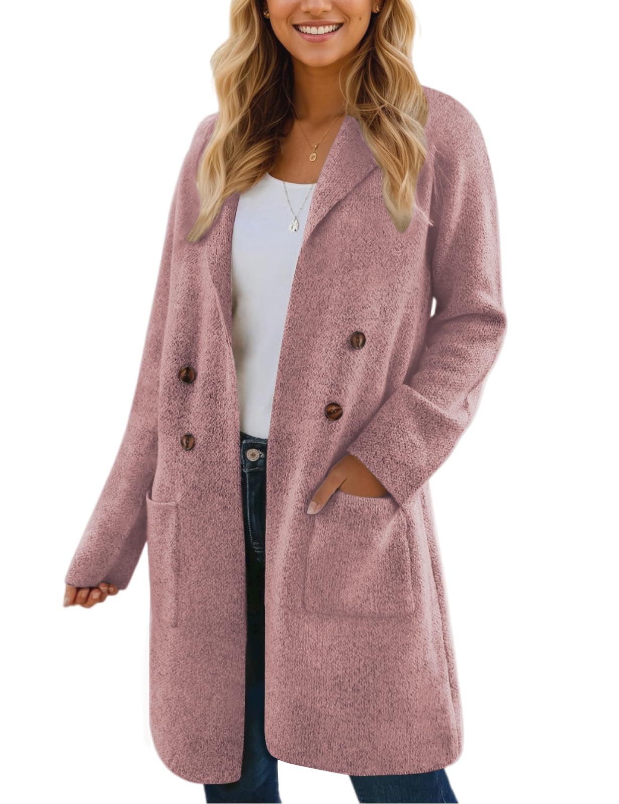 CiCiBird Women Fall Long Cardigan Sweater Trendy Knit Jacket Coat Dressy Blazer Coatigan