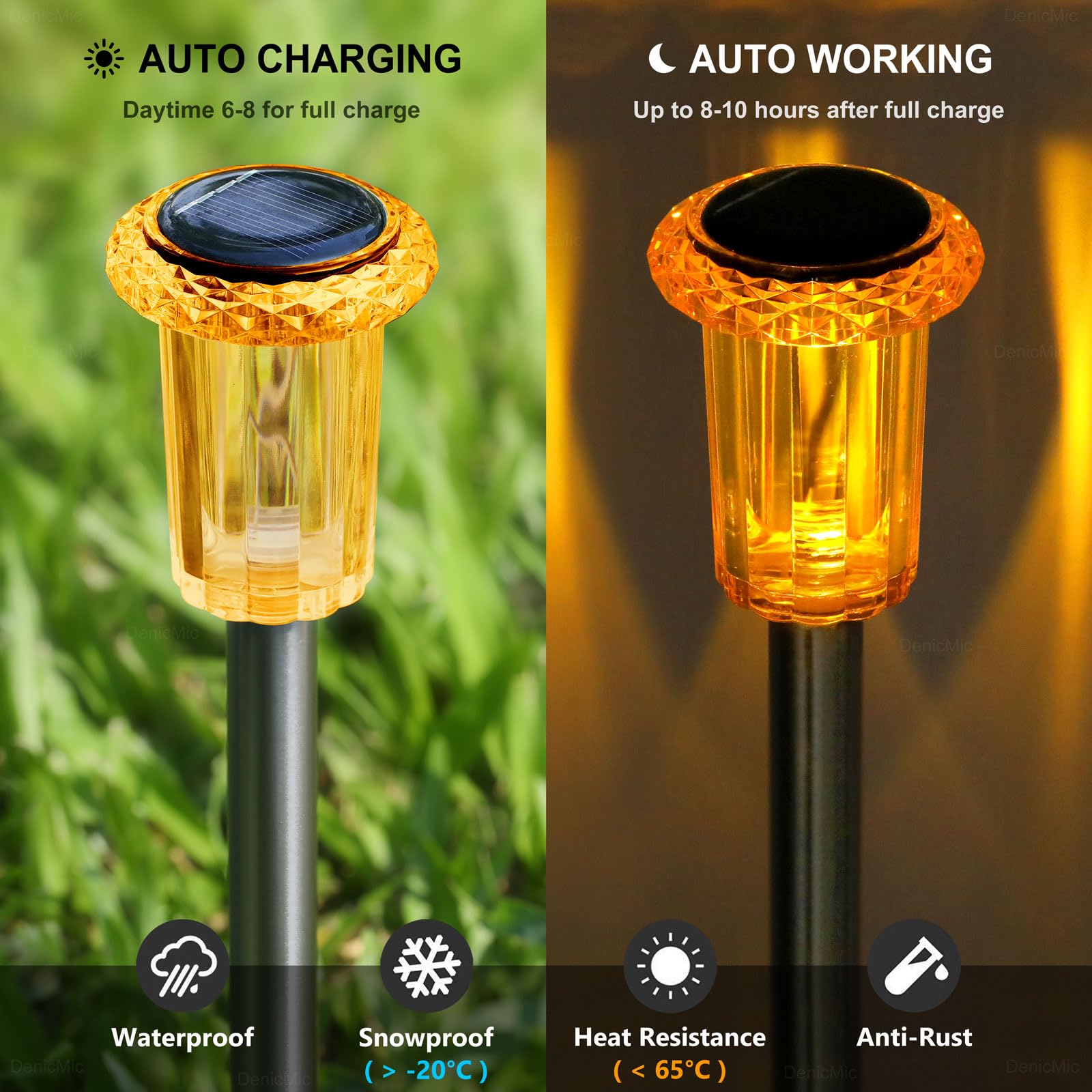 DenicMic Halloween Solar Lights Outdoor 10 Pack Purple LED Waterproof Yard Garden Patio Backyard Pathway Walkway Landscape Path Lawn Outside Halloween Decorations Outdoor