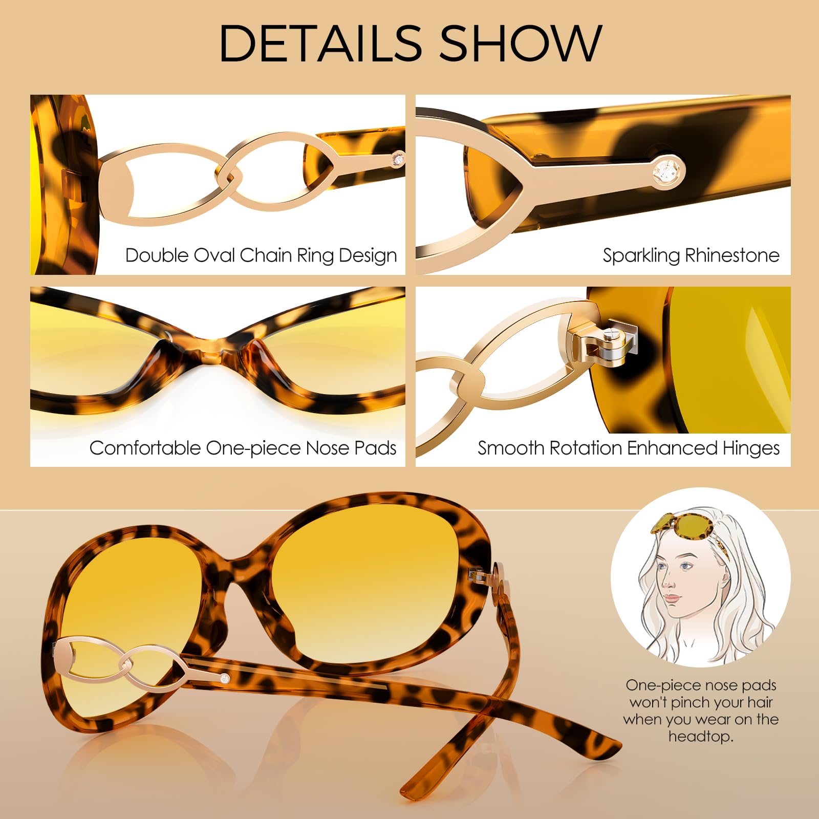 Sunier Sunglasses Womens Polarized Trendy Oversized Sun Glasses Fashion Ladies Shades 100% UV400 Protection S85