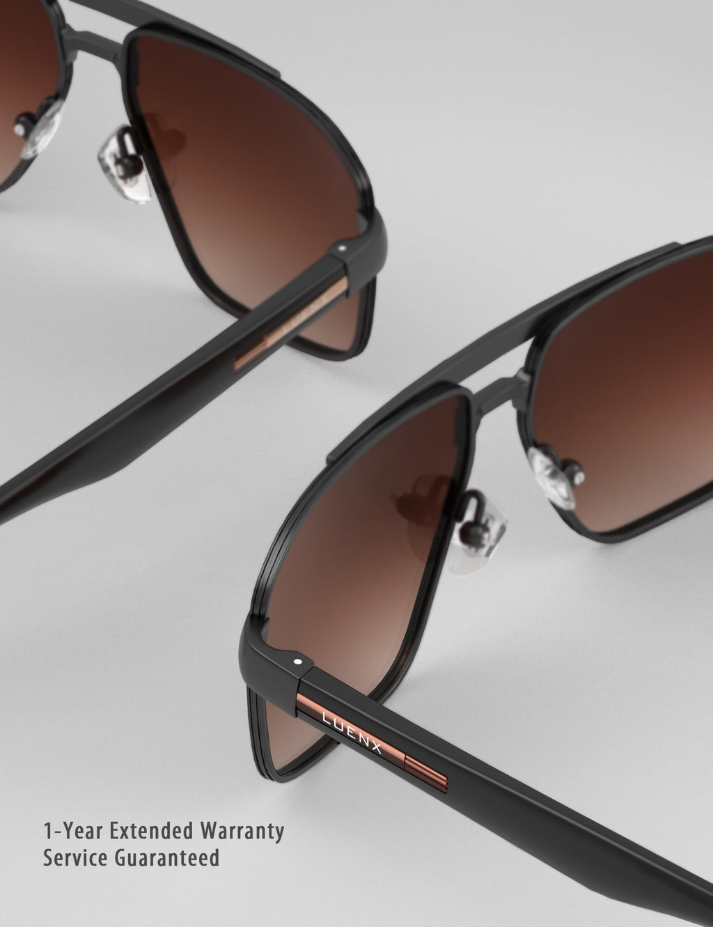 LUENX Aviator Sunglasses for Men Square Polarized Polygon Lens - UV 400 Protection