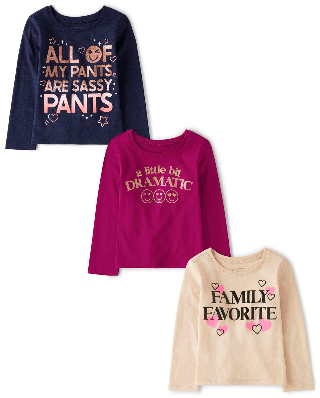 The Children's Place Baby Girls' and Toddler Unicorns,Butterflies,Trends Long Sleeve Graphic T-Shirts,3 Pack