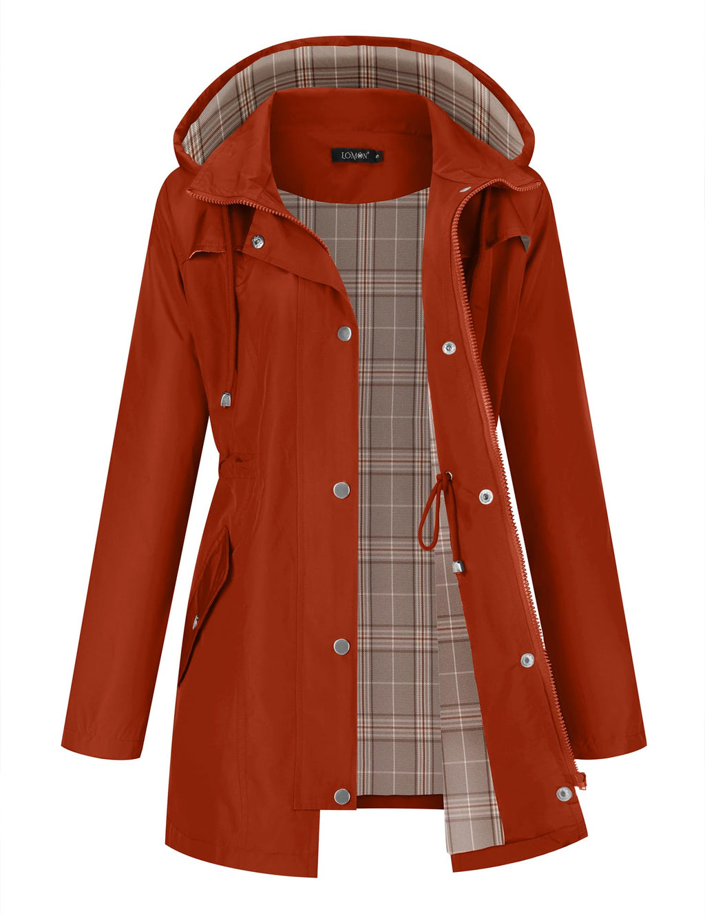 LOMON Women Waterproof Outdoor Hiking Raincoat Women Lined Rain Jacket Lightweight Hooded Jackets Trench Coats