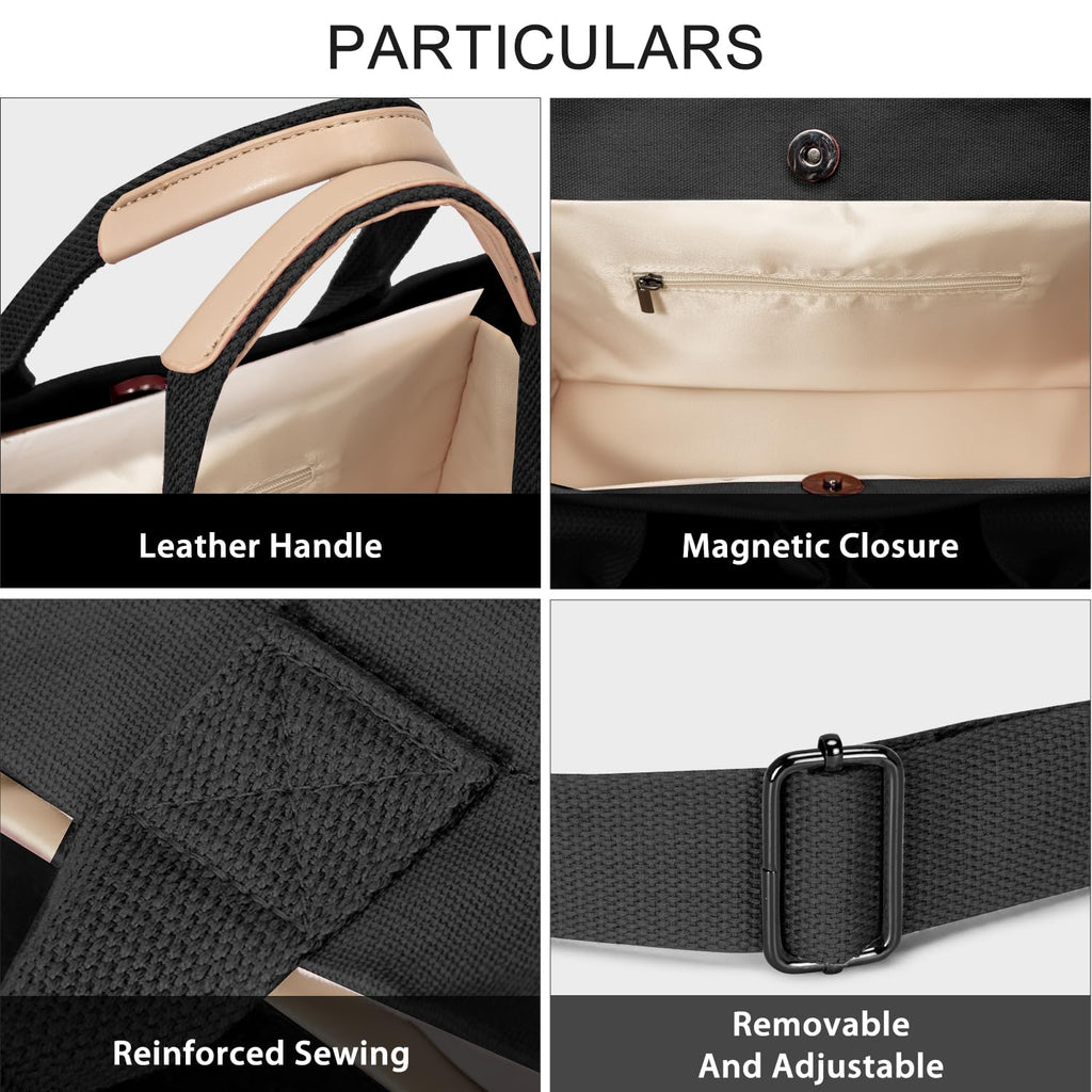 Tote Bags for Women Canvas Tote Purse Crossbody with Pockets Top Handle Shoulder Satchel Bag for Women