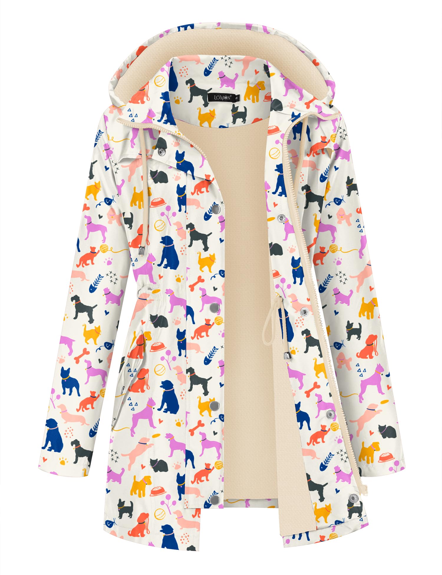 LOMON Women Waterproof Outdoor Hiking Raincoat Women Lined Rain Jacket Lightweight Hooded Jackets Trench Coats