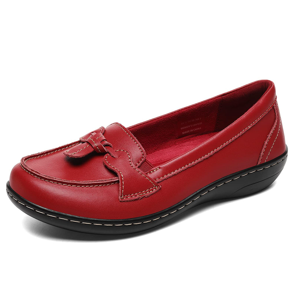 Artisure Women's Classic Comfort Leather Loafers Casual Slip-Ons Stylish Tassel Dress Shoes Cute Work Office Flats Everyday Walking Shoes