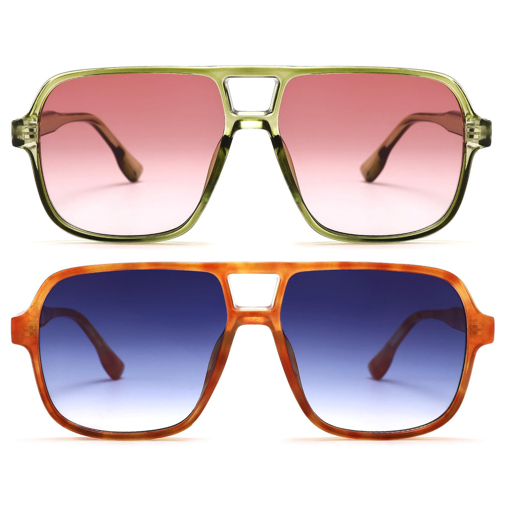 Oversized Aviator Sunglasses for Women Men - Retro 70s Square Shades Sun Glasses