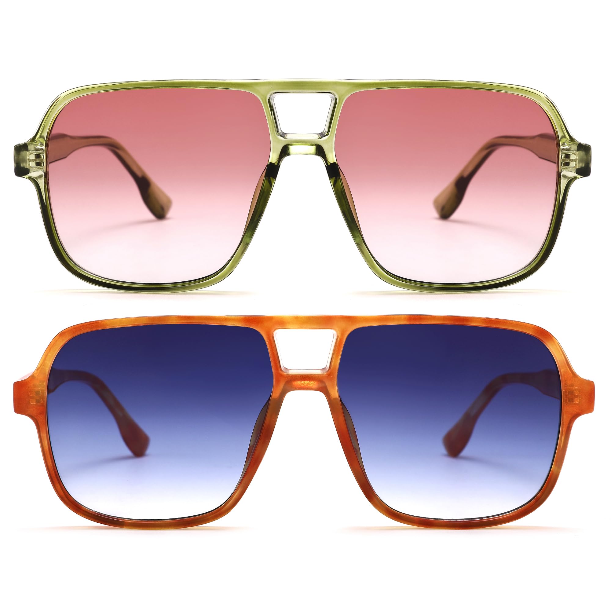 Oversized Aviator Sunglasses for Women Men - Retro 70s Square Shades Sun Glasses