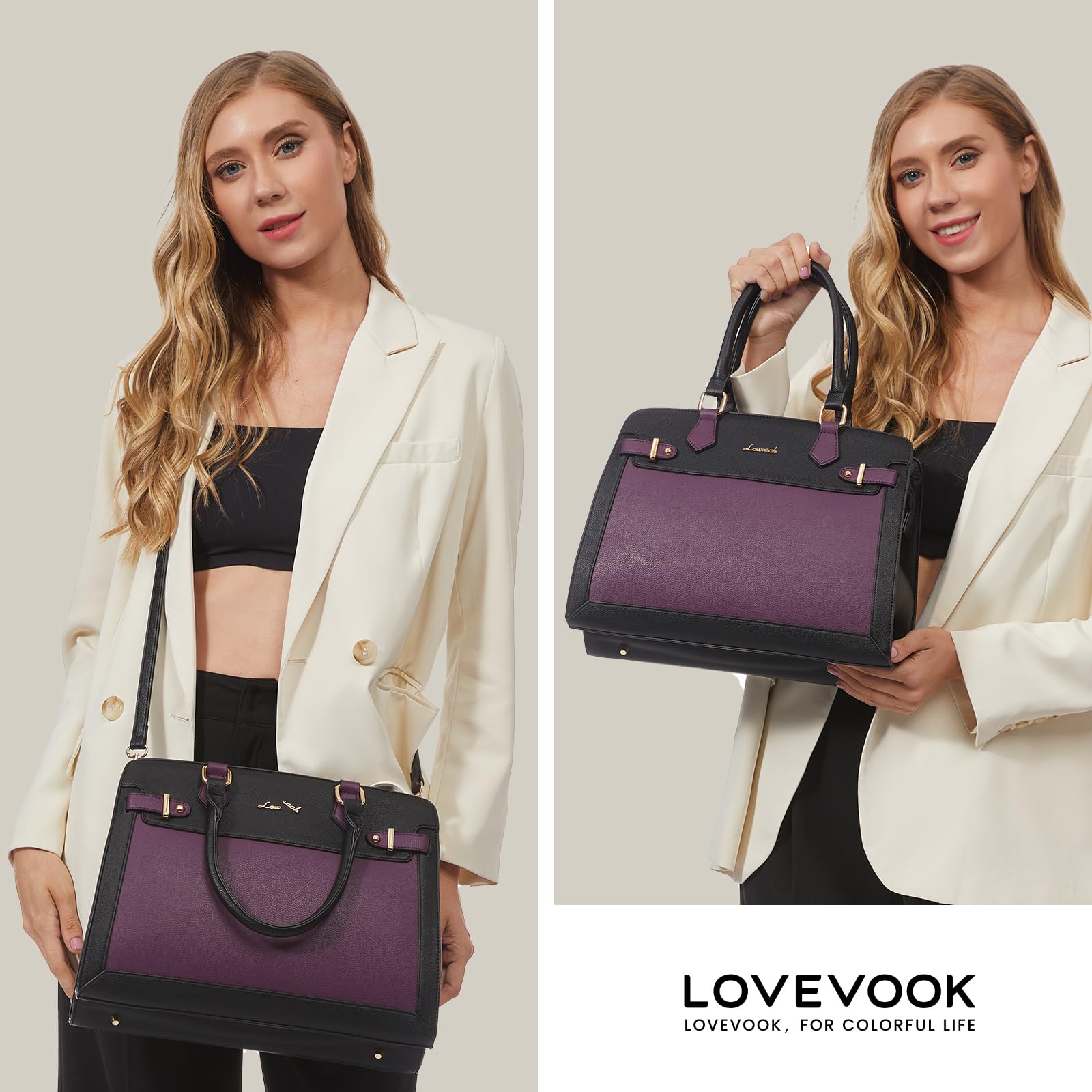 LOVEVOOK Purses and Handbags for Women, Tote Shoulder Bag Satchel Black Purse and PU Leather Top Handle for ladies