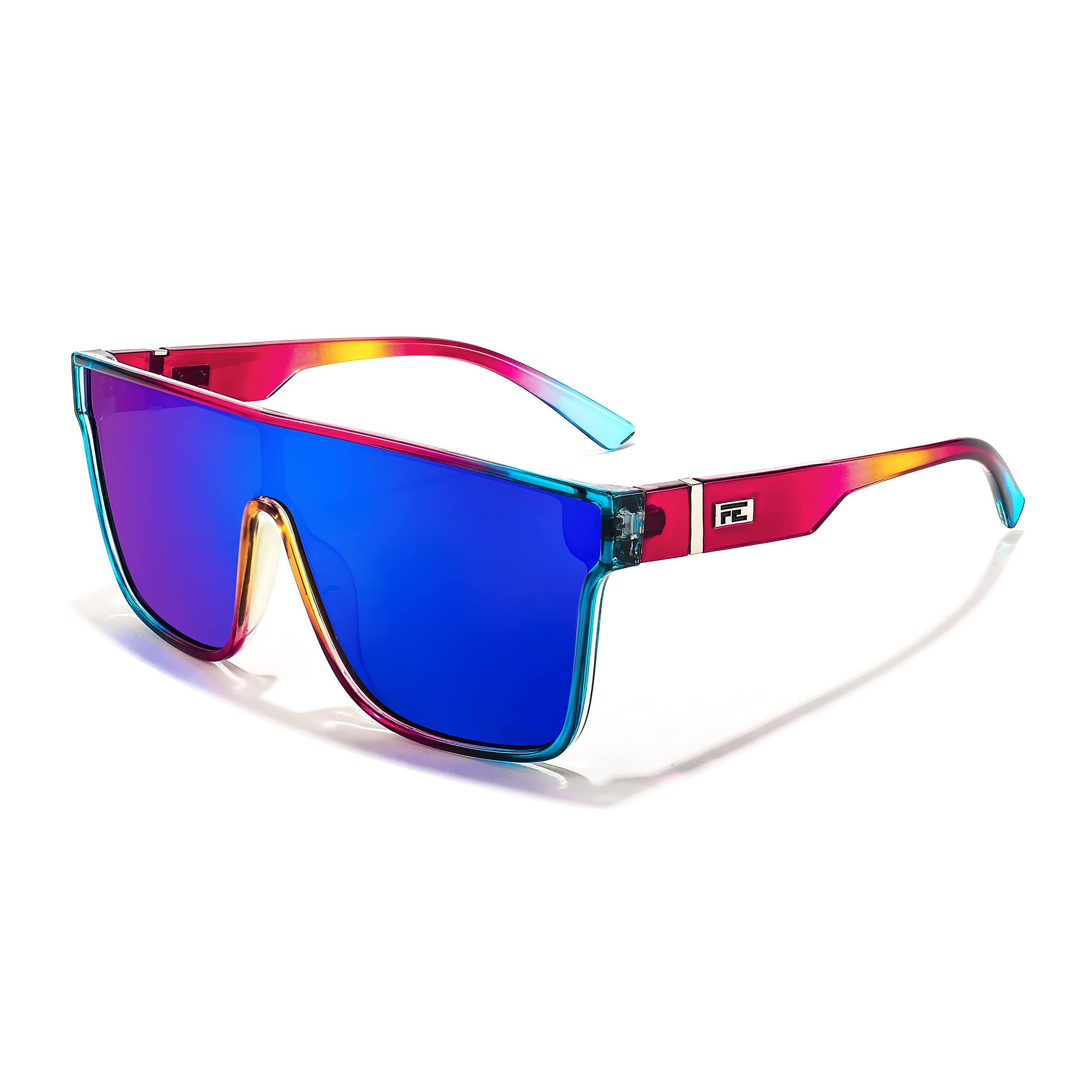 FEISEDY Sunglasses for Women Men, Fashion Mirrored Single Lens, Driving Beach Sunnies UV400 Shades B2996