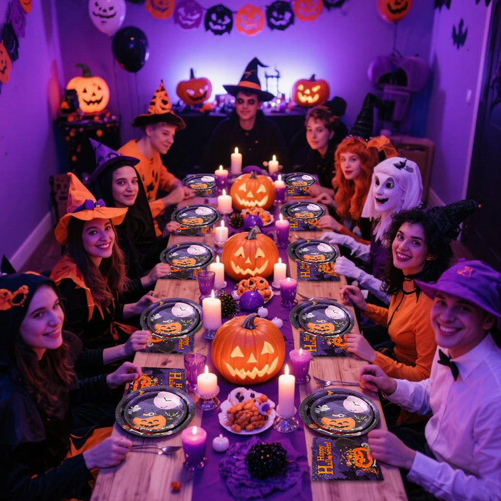 60 Pcs Thanksgiving Plates and Napkins, Happy Thanksgiving Party Supplies Tableware, Disposable Fall Paper Plates, Watercolor Pumpkin Maple plates for Autumn Harvest Festival Party, Serve 20