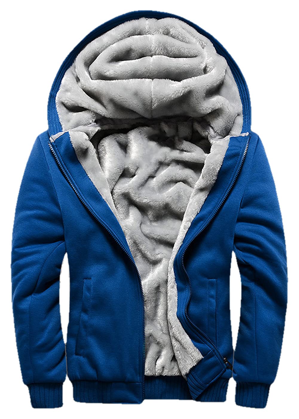 JiangWu Womens Fashion Horn Button Fleece Thicken Coat with Hood Winter Warm Jacket