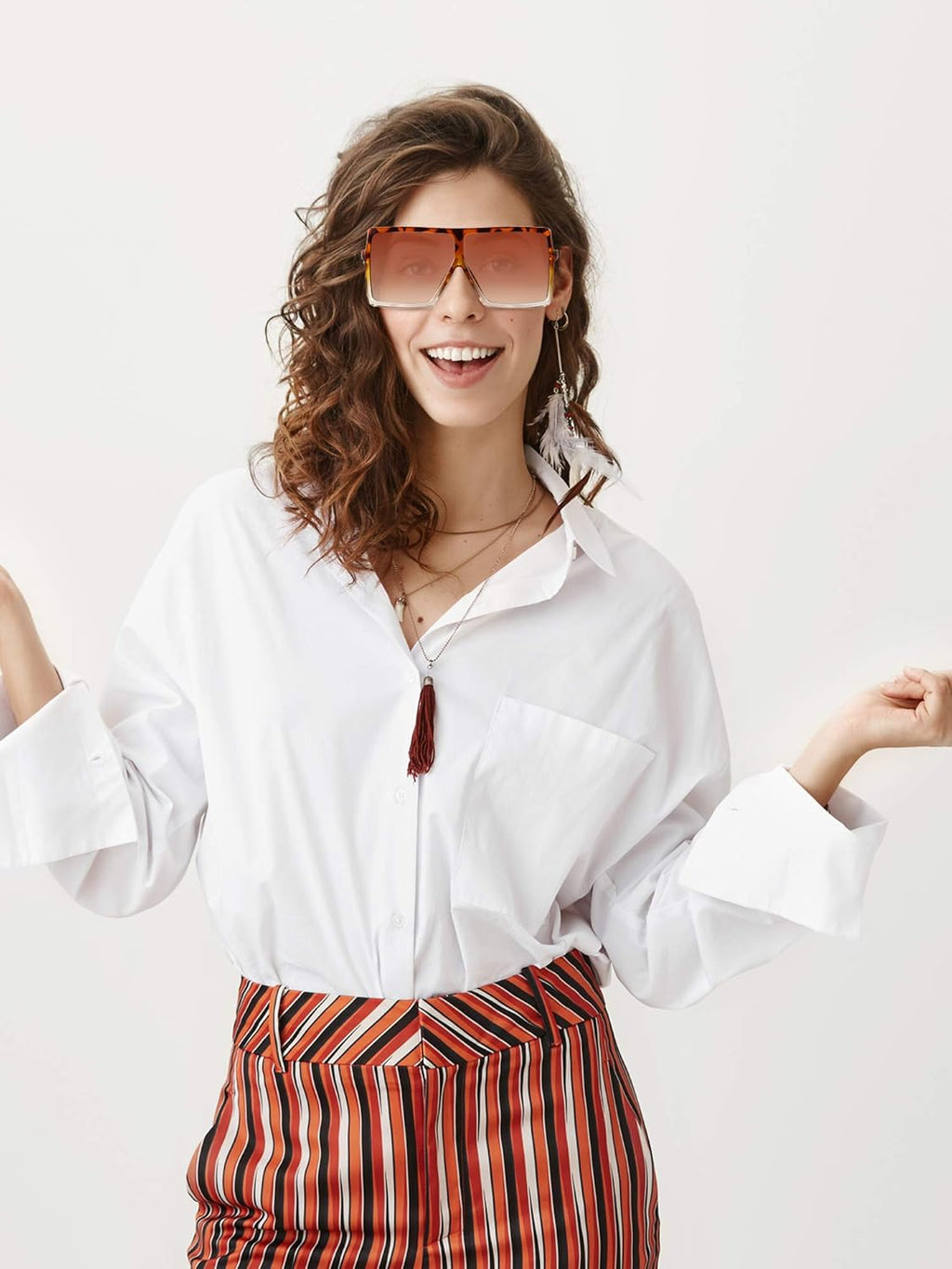 3 Pieces Oversized Square Sunglasses Flat Top Fashion Oversized Shades for Women