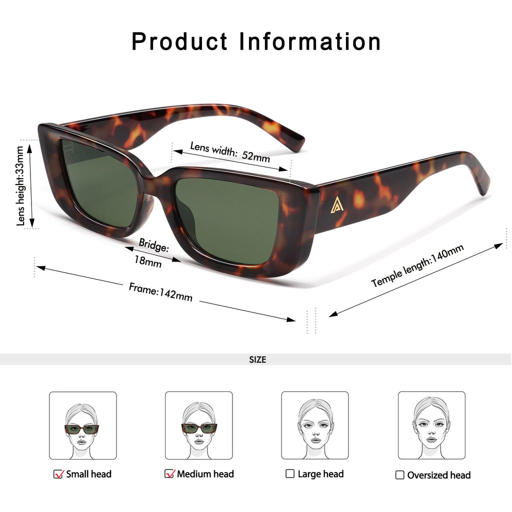 Retro Rectangle Sunglasses for Women Men 90s Frame Polarized Sun Glasses UV Protection Shades AP3689