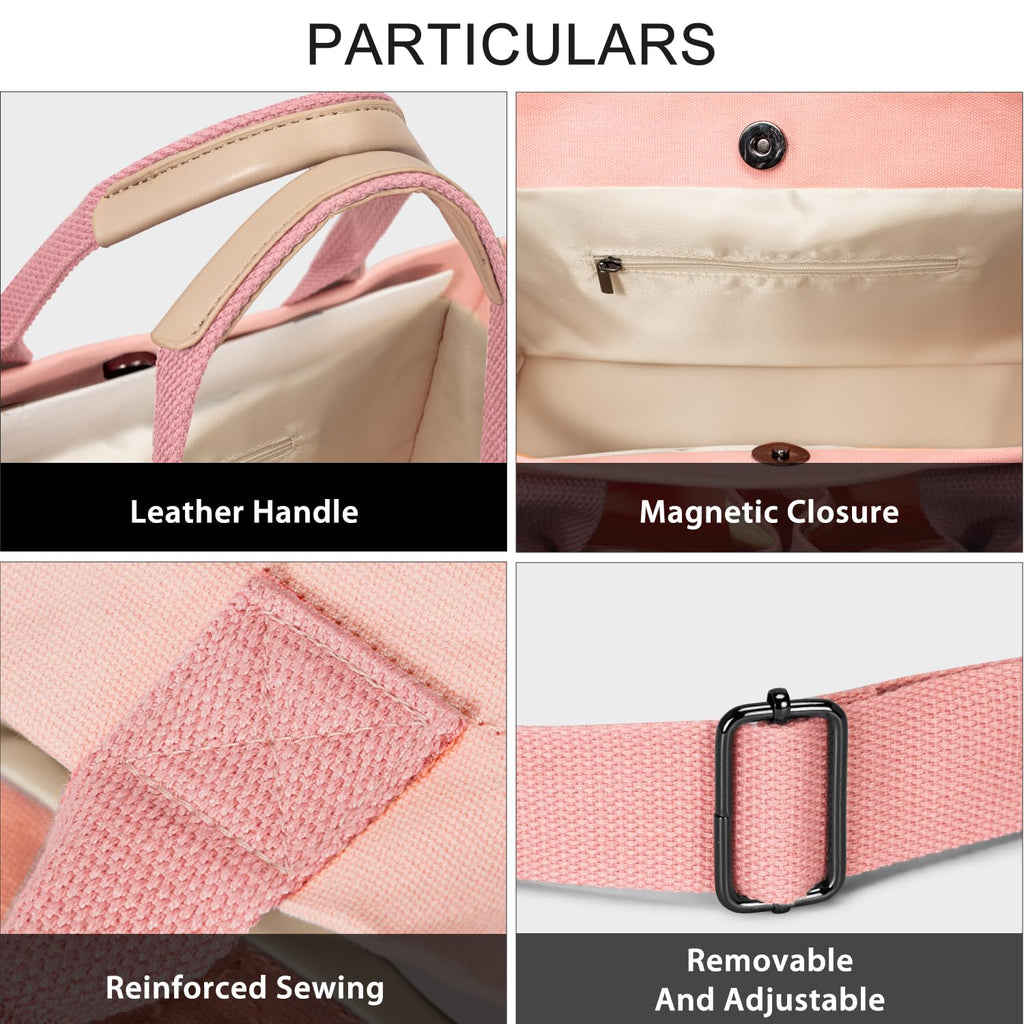 Tote Bags for Women Canvas Tote Purse Crossbody with Pockets Top Handle Shoulder Satchel Bag for Women