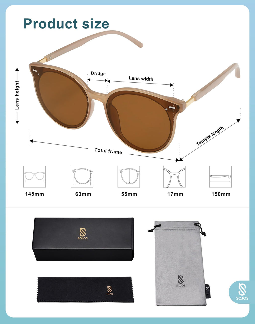 SOJOS Sunglasses Womens Trendy 2025 Classic Round Retro Vintage Shades Large Frame Sunnies SJ2067