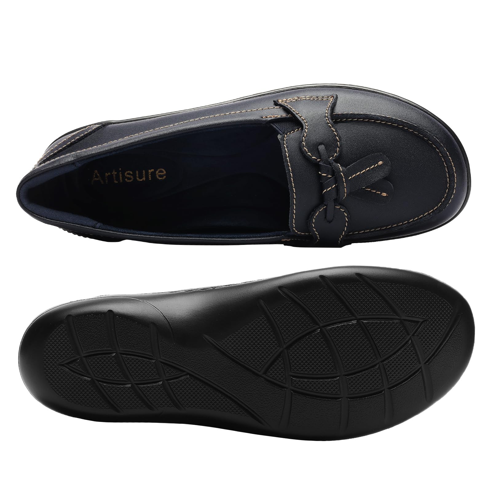 Artisure Women's Classic Comfort Leather Loafers Casual Slip-Ons Stylish Tassel Dress Shoes Cute Work Office Flats Everyday Walking Shoes