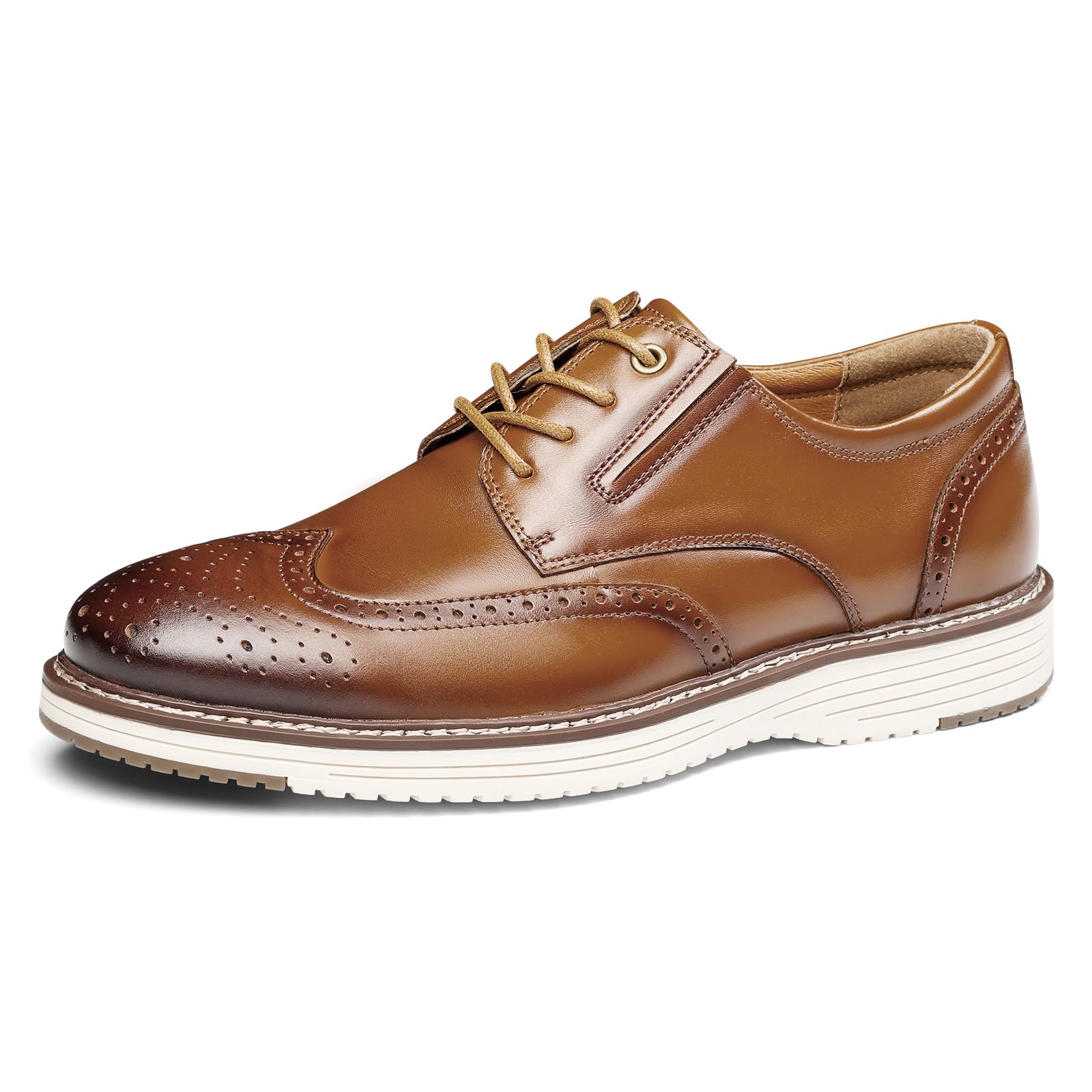 Mens Dress Shoes Genuine Leather Plain Toe Lace Up Mens Casual Dress Shoes Business Comfortable Fomal Mens Oxford Dress Sneakers for Office Wedding Casual