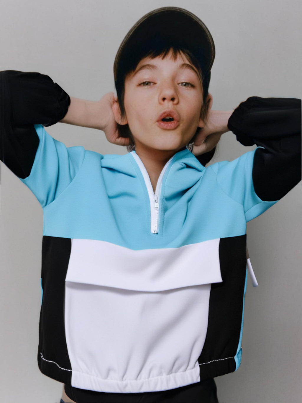 Boys Clothes Kids Little Boy Color Block Half Zip Hoodie & Jogger Pants Outfit Set,4-12 Years