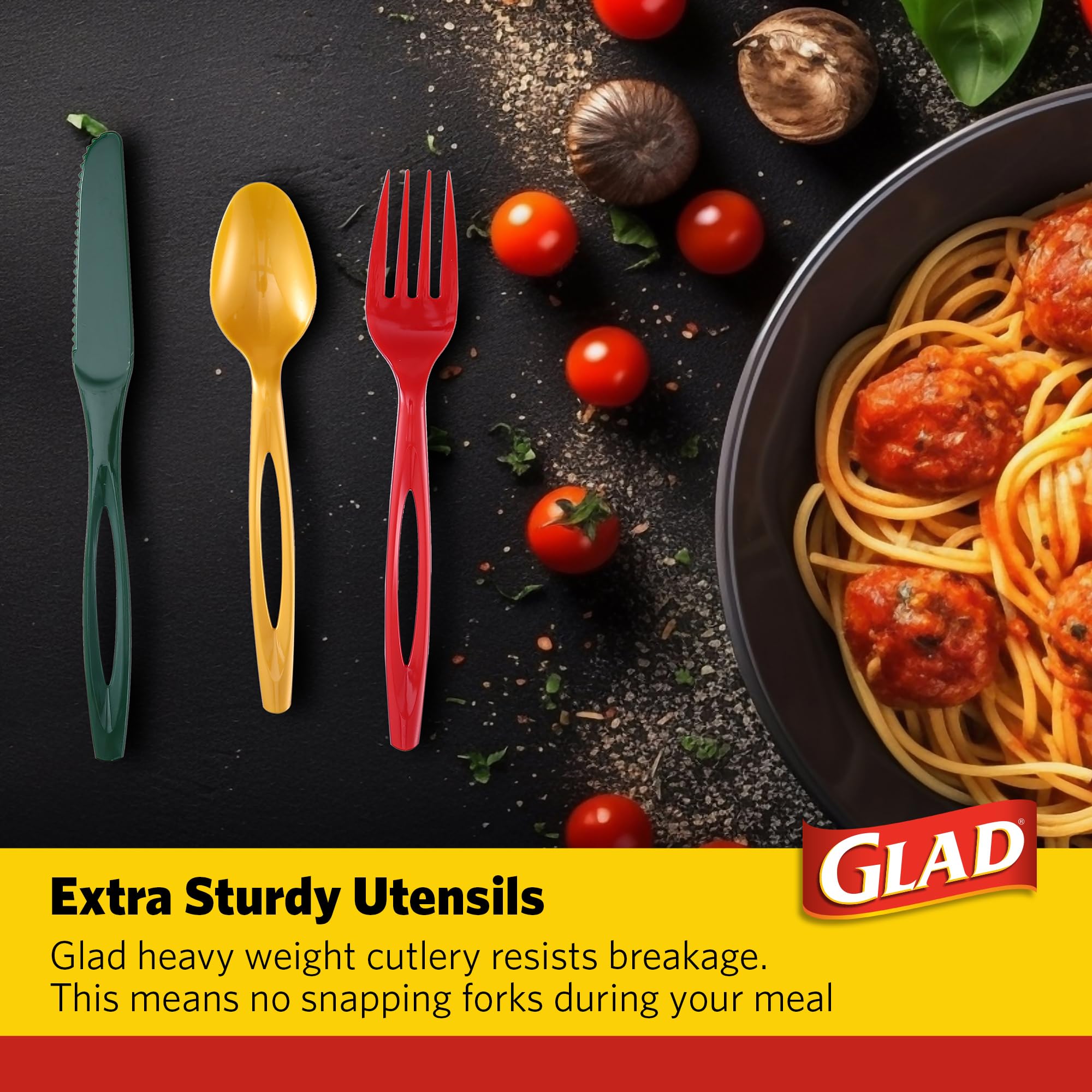 Glad Disposable Cutlery Set - Clear Heavy Duty Plastic Forks, Knives, and Spoons - 240 Piece Plasticware for Parties - Durable, Sturdy Recyclable Utensils - Great for July 4th, Thanksgiving, Christmas