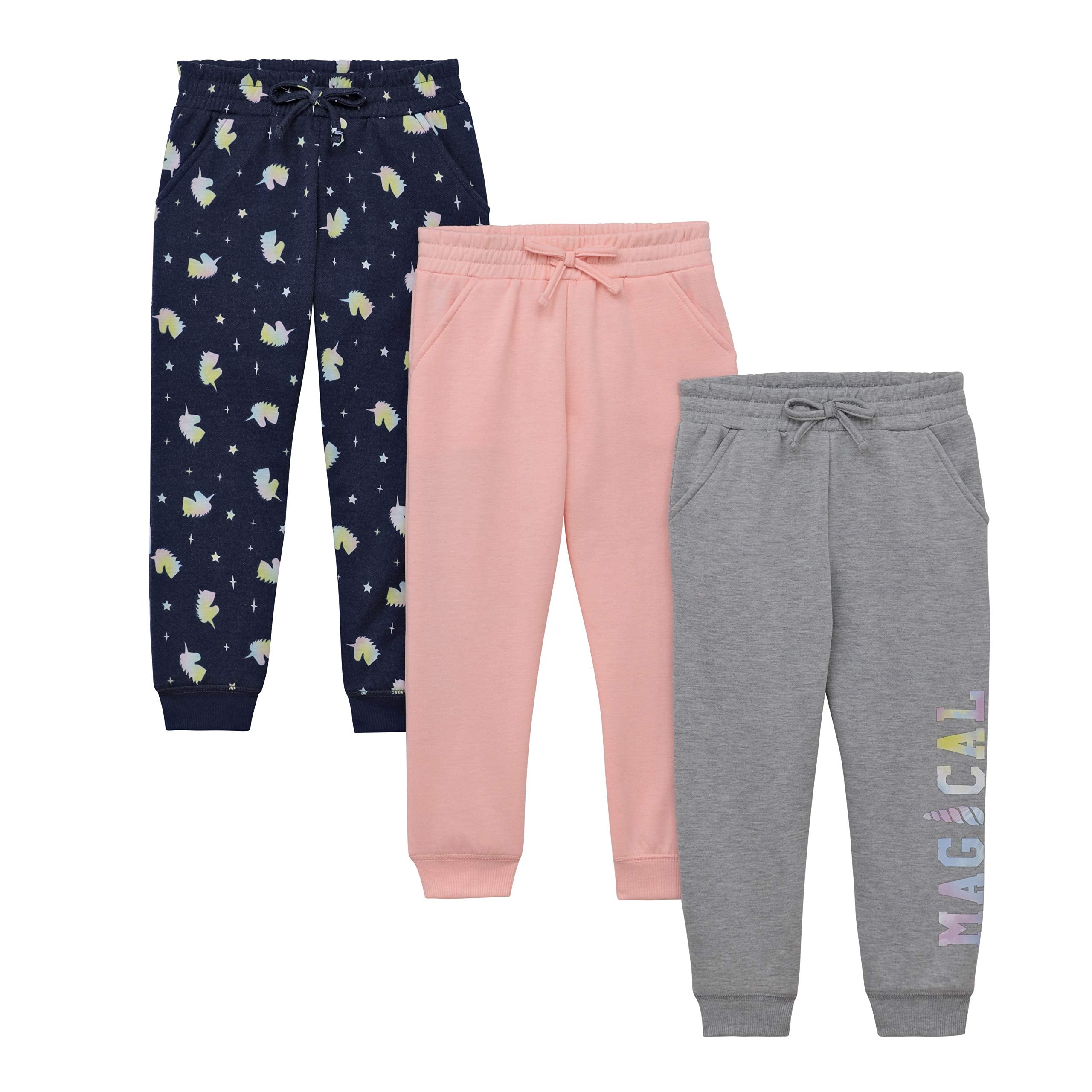 BTween Kids Girls Fashion Stretch Waist Ultra Soft Jogger Pants Set 3 Pack Bundle