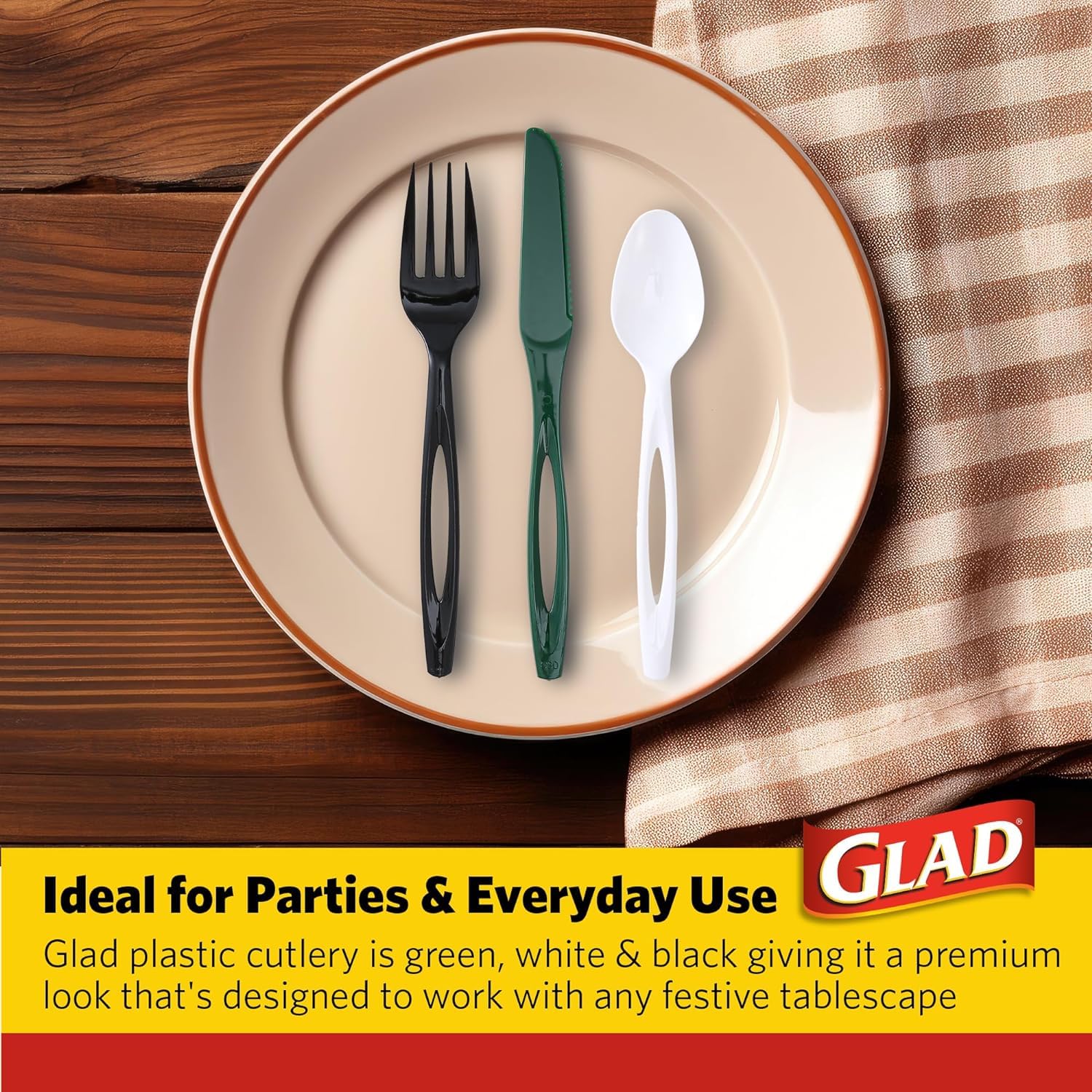 Glad Disposable Cutlery Set - Clear Heavy Duty Plastic Forks, Knives, and Spoons - 240 Piece Plasticware for Parties - Durable, Sturdy Recyclable Utensils - Great for July 4th, Thanksgiving, Christmas