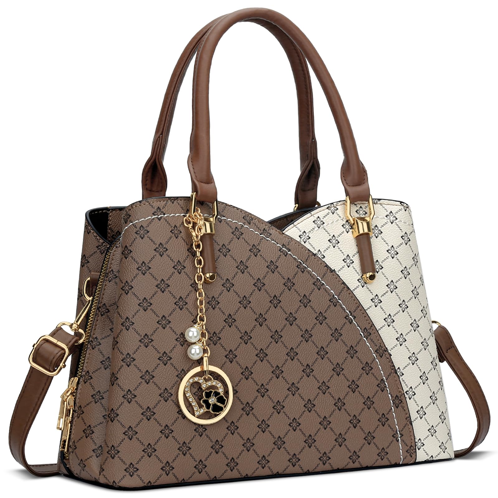 KKXIU Triple Compartments Purses and Handbags for Women Fashion Ladies Satchel Shoulder Top Handle Bag