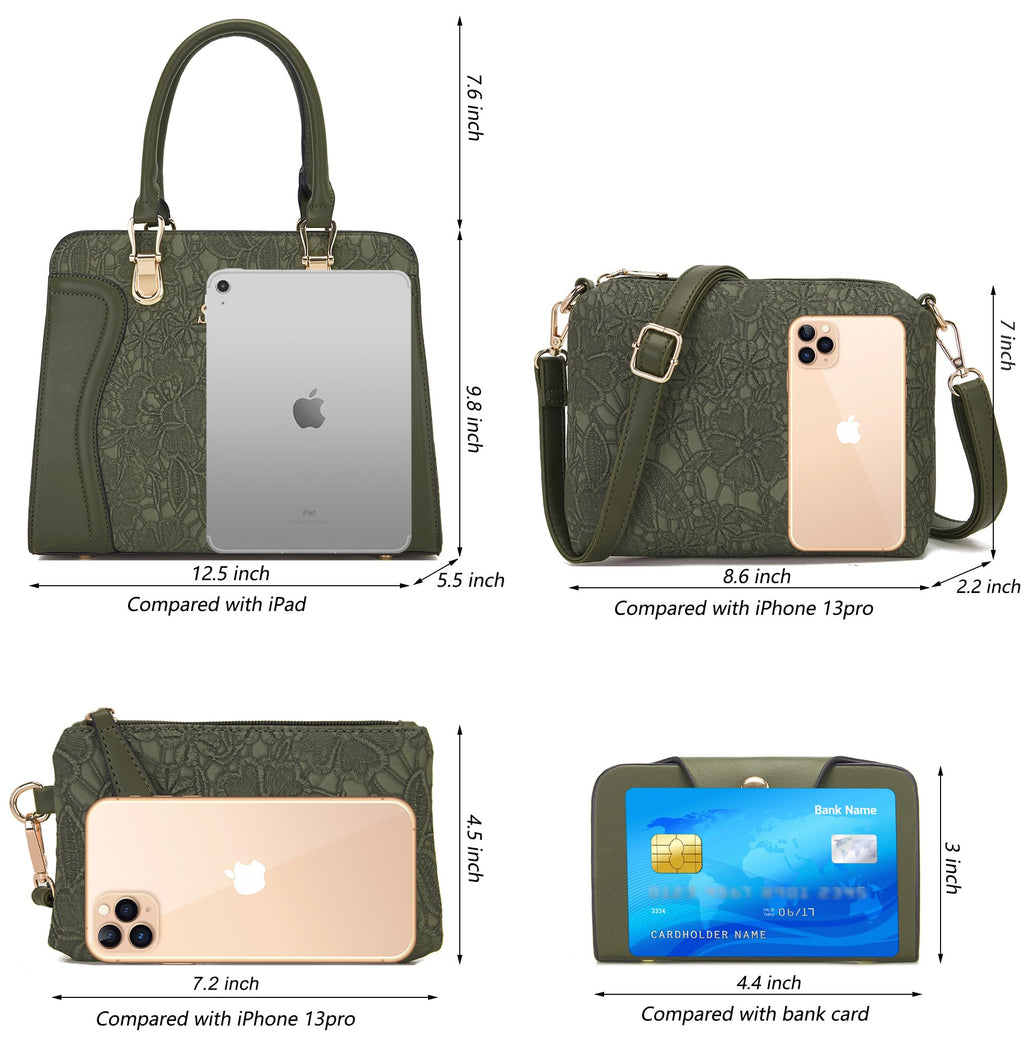 Women's Fashion Handbags Tote Bags Shoulder Bag Top Handle Satchel Purse Set 4pcs