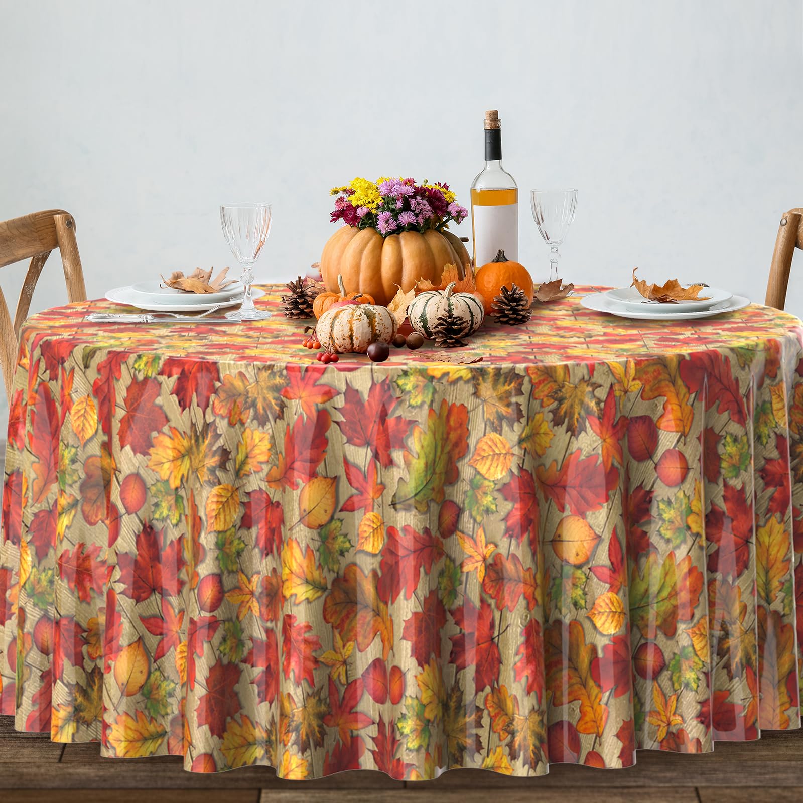 3Pack Fall Leaf Plastic Tablecloth Decorations,Disposable Autumn Orange Leaf Maple Table Cloths for Parties,Rectangle Thanks Giving Table Cover for Kitchen Fall Harvest Thanks Giving Decor,54x108 Inch