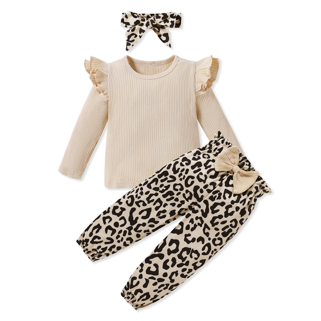 SANMIO Toddler Girl Clothes Outfits Cute Ruffle Sleeve Shirt Floral Pant+Headband 3Pcs Baby Girl Clothing Set 1-6T