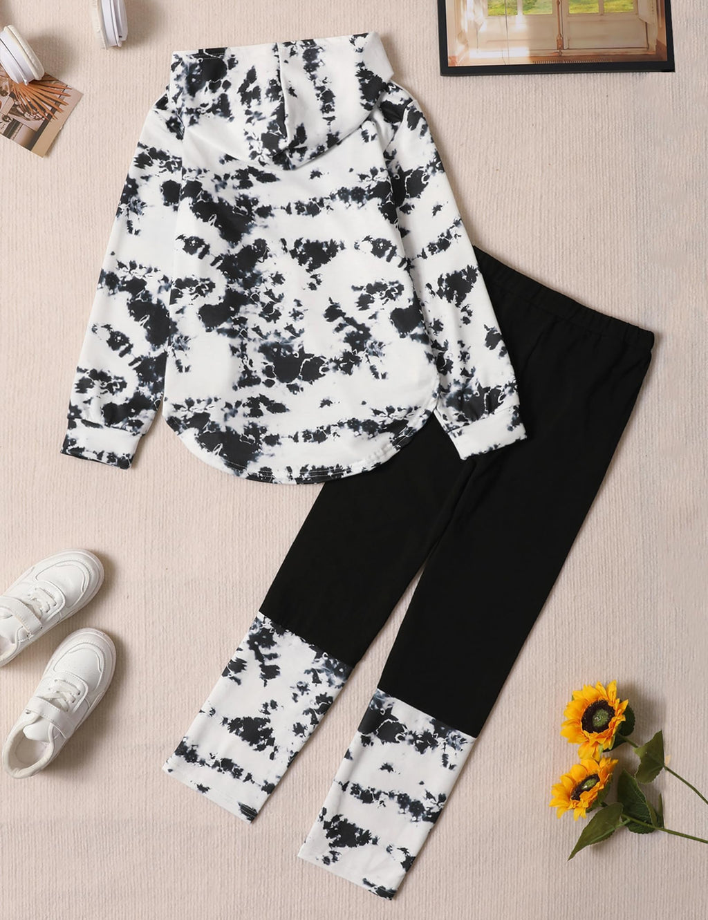 Girls Clothes Tie Dye Long Sleeve Hoodie Sweatshirt and Pants Sets Cute Girl Outfits Size 5-14 Years