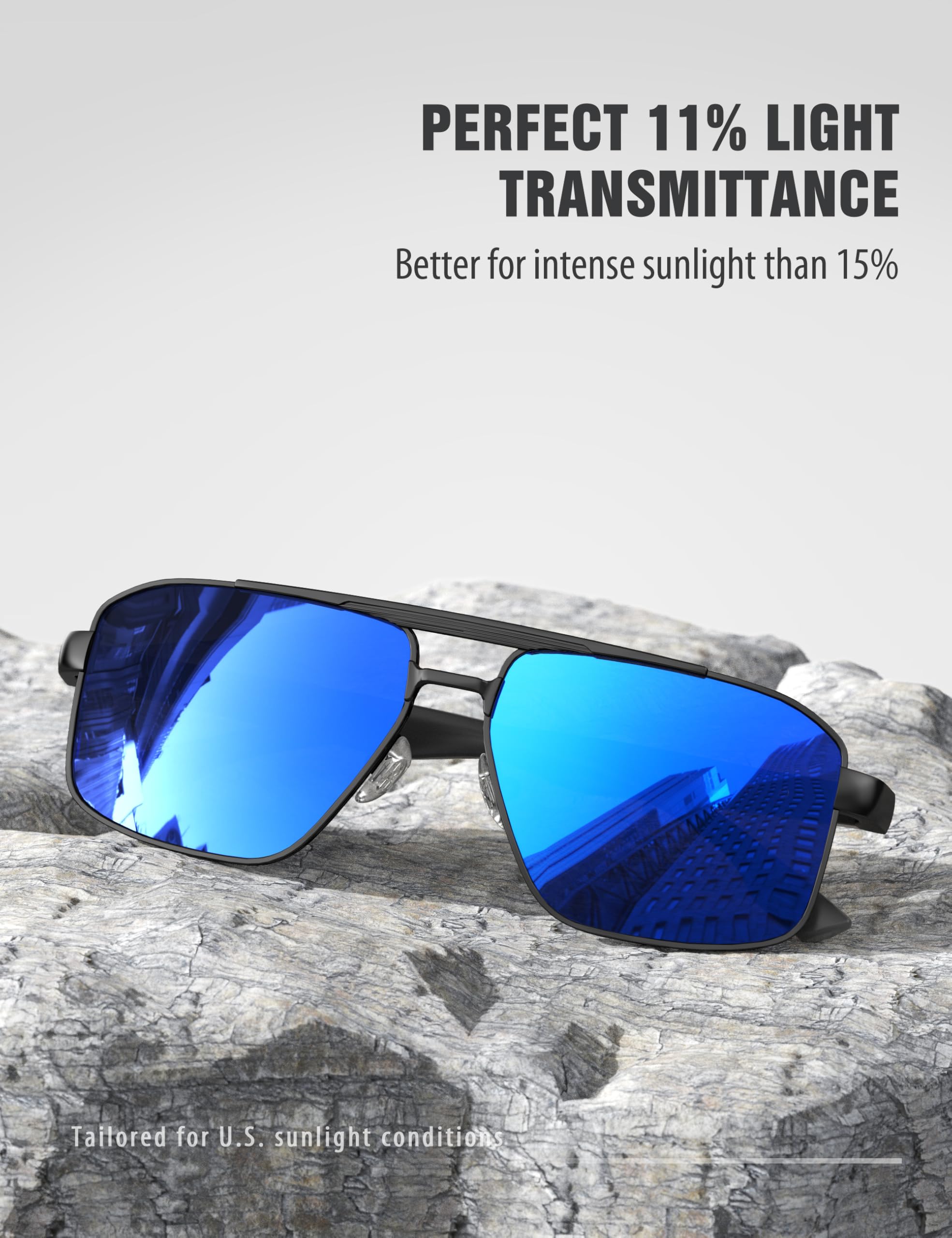 LUENX Aviator Sunglasses for Men Square Polarized Polygon Lens - UV 400 Protection