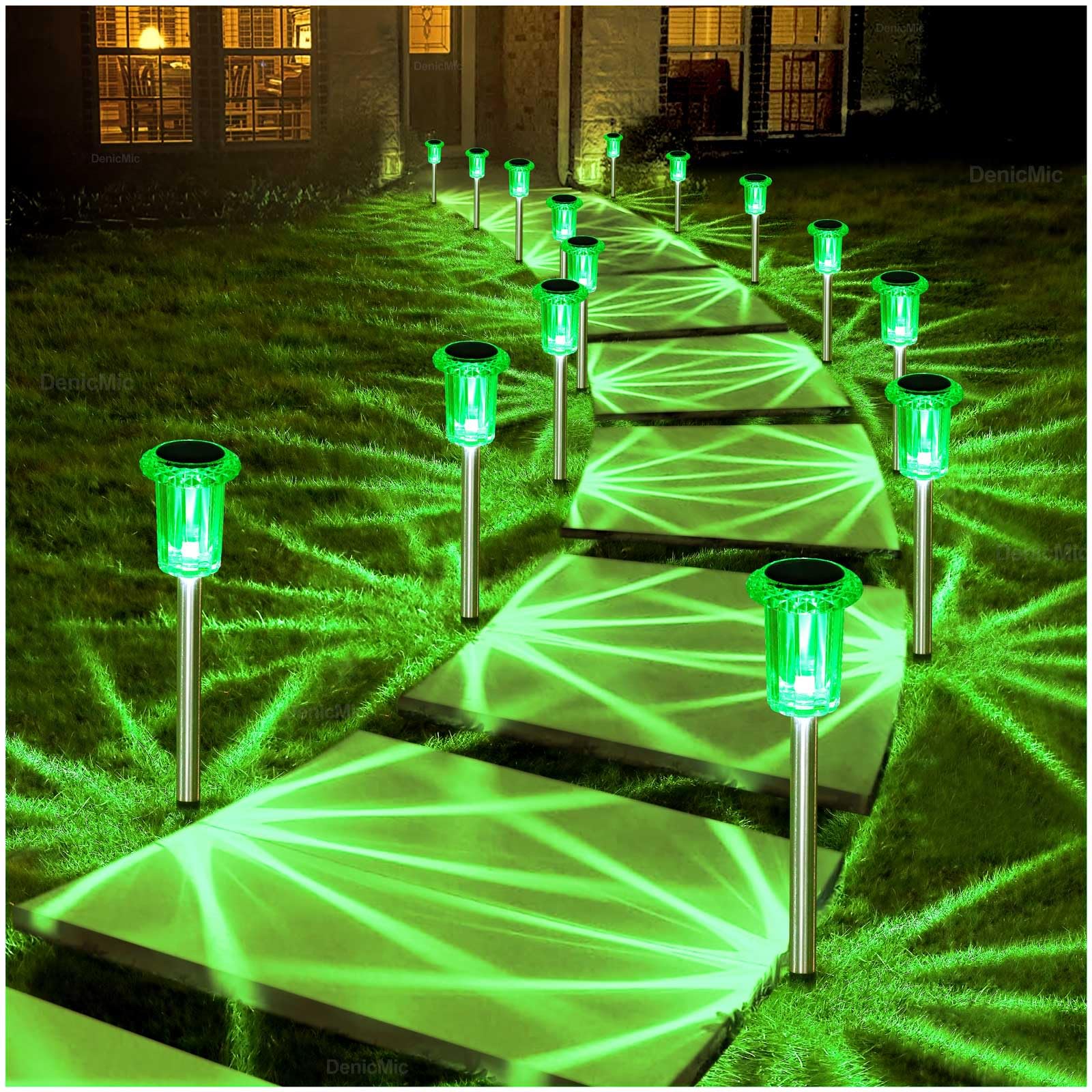 DenicMic Halloween Solar Lights Outdoor 10 Pack Purple LED Waterproof Yard Garden Patio Backyard Pathway Walkway Landscape Path Lawn Outside Halloween Decorations Outdoor