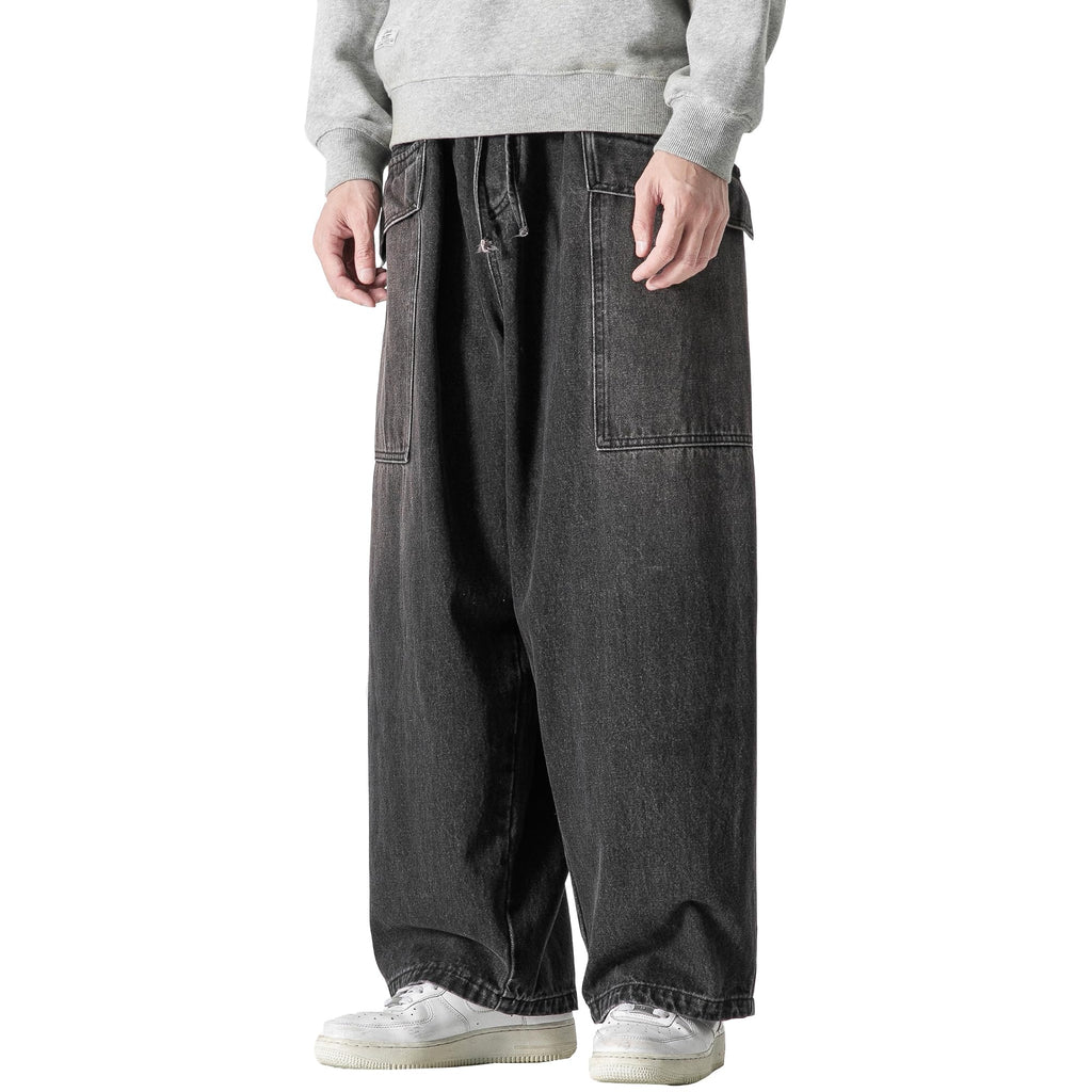 DOSLAVIDA Men's Hip Hop Jean Joggers Loose Fit Streetwear Biker Baggy Jeans Pants Stylish Printed Cargo Denim Pants