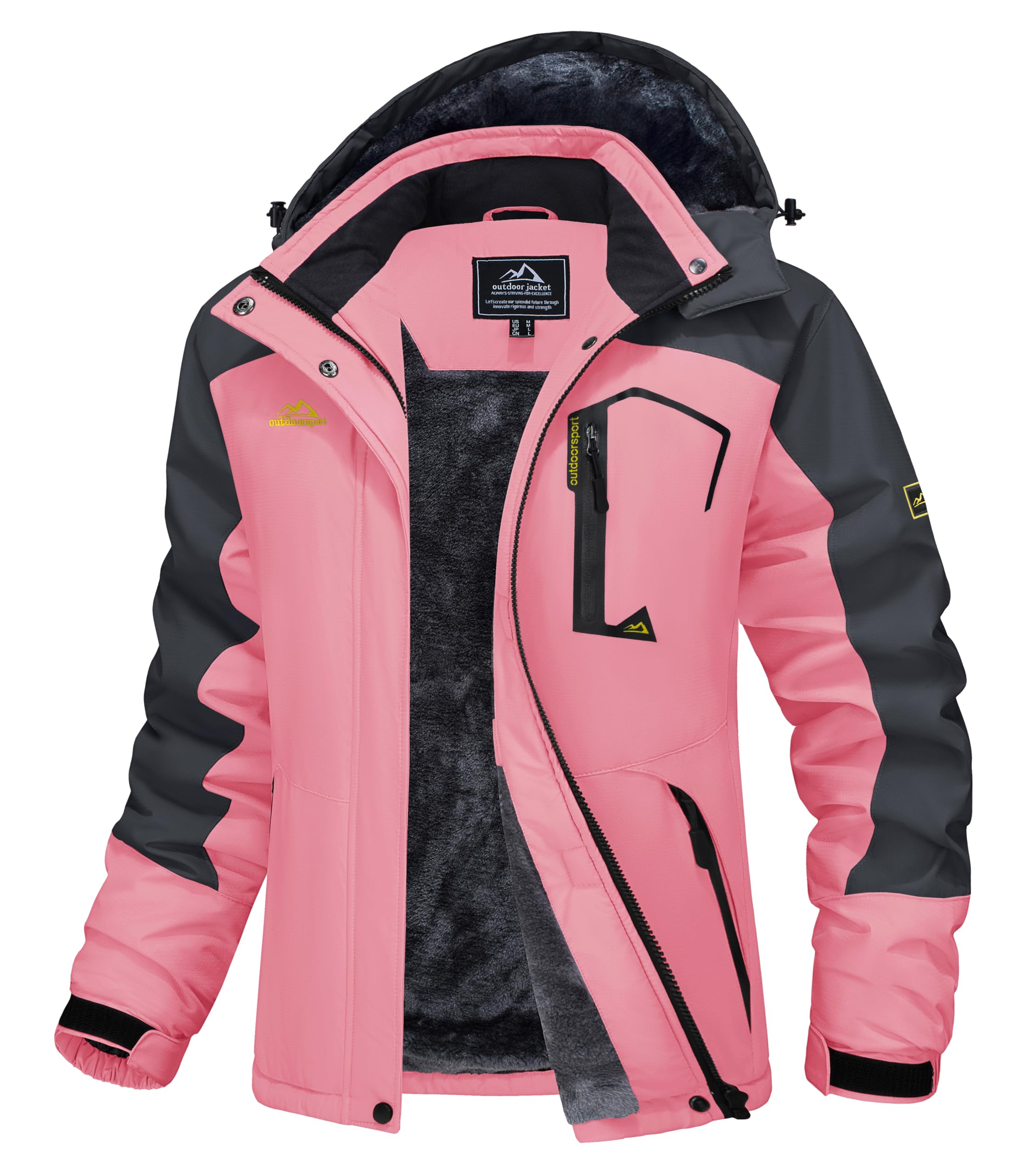 MAGCOMSEN Womens Ski Jacket Waterproof Insulated Snow Jacket Warm Windproof Winter Coats with Hood Fleece Lined Jacket