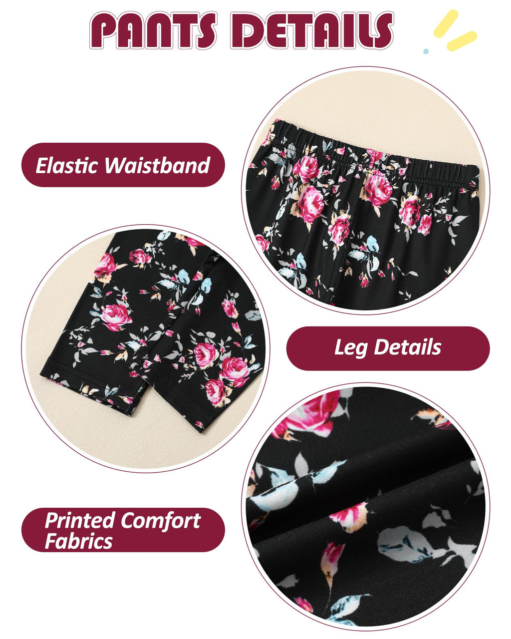 Toddler Girl Clothes 18M-8T Girls Fall Winter Outfit, Long Sleeve Ruffle Bowknot Top + Floral Pants 2Pcs Clothing Set