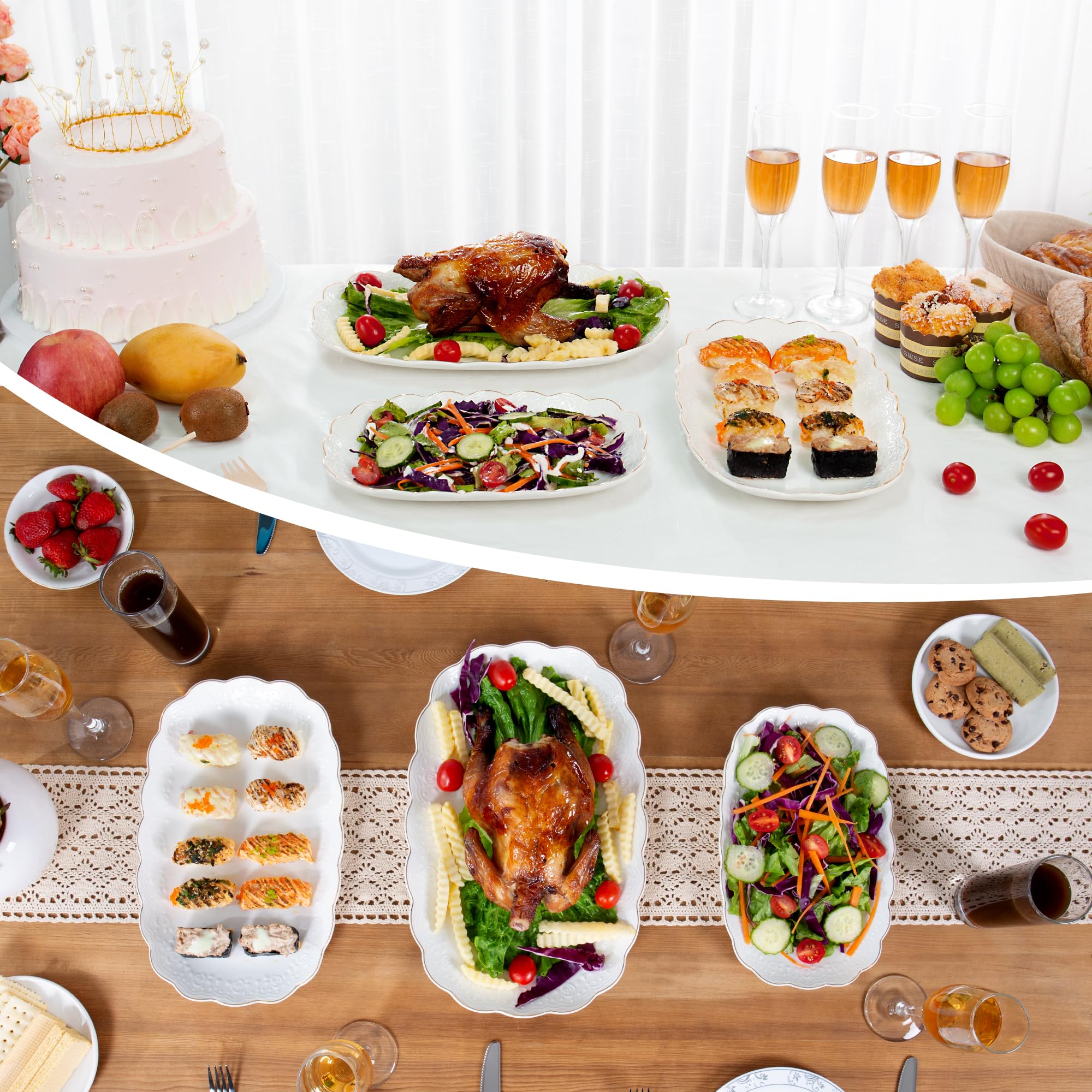 Kassel Ceramic Serving Platter Set | 16”/14”/12” Oval Serving Trays for Entertaining at Parties and Weddings | Oven Safe XL Serving Trays for Tacos, Steak, and Cake