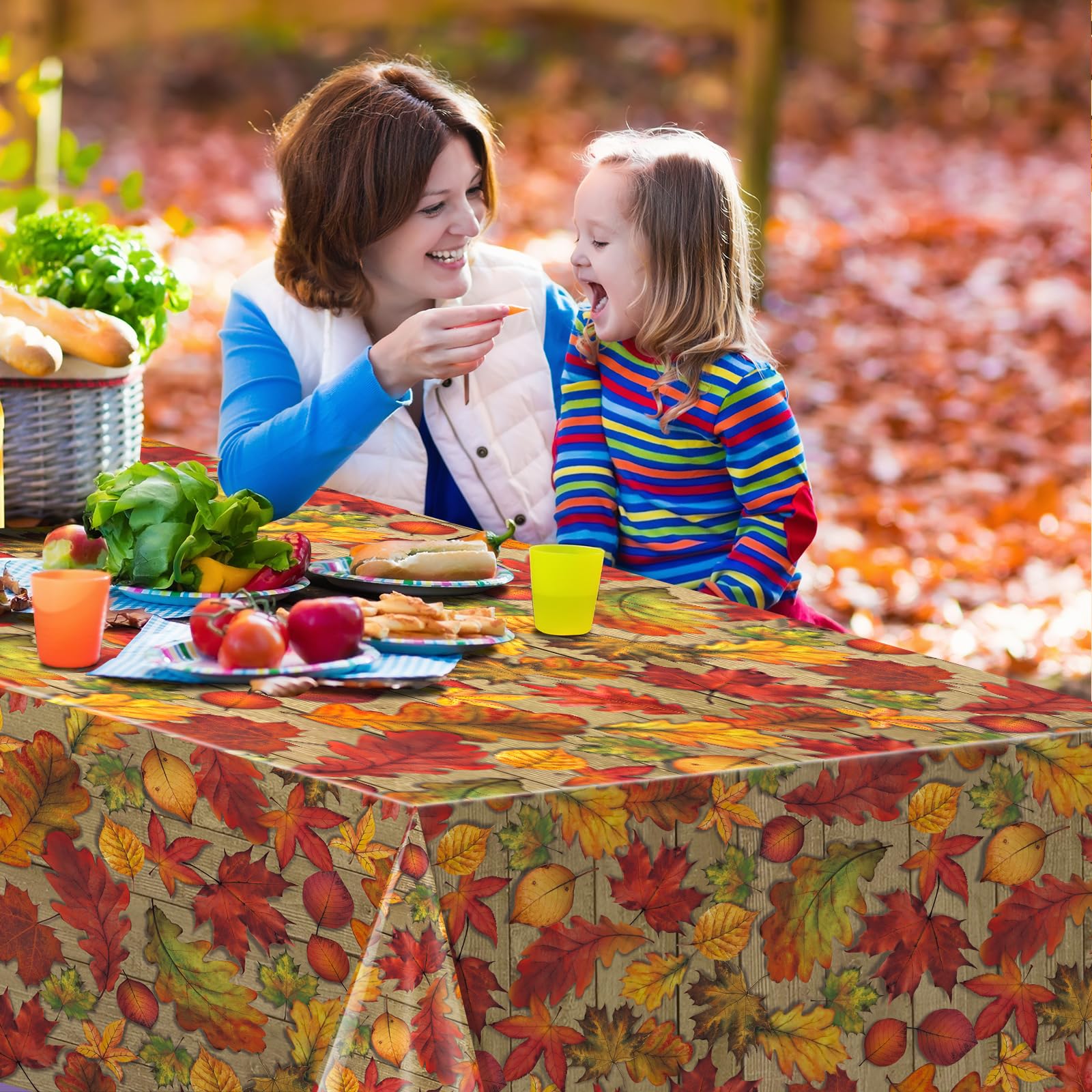 3Pack Fall Leaf Plastic Tablecloth Decorations,Disposable Autumn Orange Leaf Maple Table Cloths for Parties,Rectangle Thanks Giving Table Cover for Kitchen Fall Harvest Thanks Giving Decor,54x108 Inch