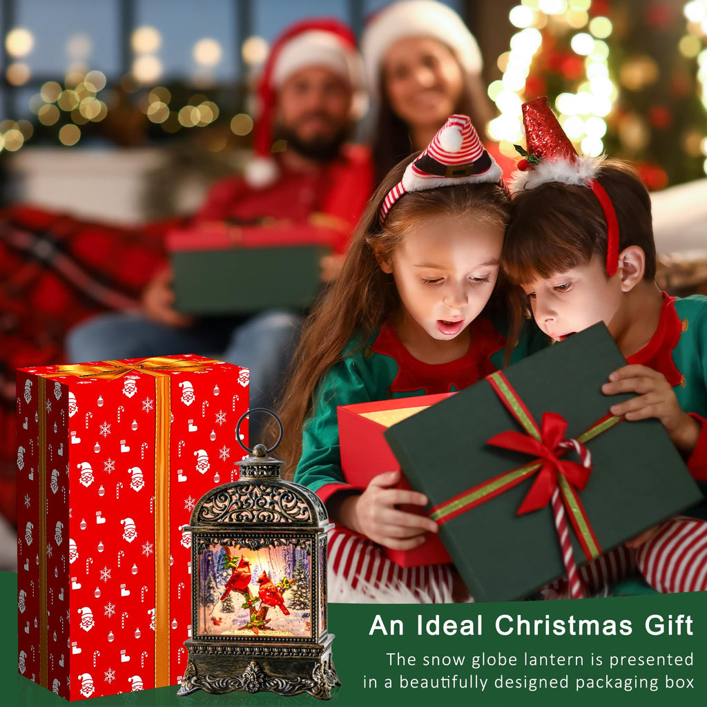 Fall Snow Globe Lantern with Autumn Turkey and Pumpkins Thanksgiving LED Decor for Home, Indoor Tabletop Centerpiece with Glitter Flakes, Harvest Light Decorations