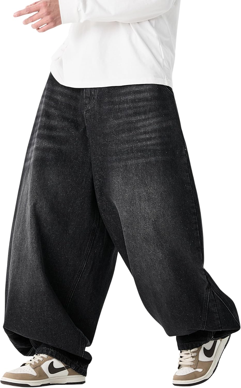 DOSLAVIDA Baggy Jeans for Men Wide Leg Hip Hop Jean Stylish Loose Fit Denim Pants Casual Streetwear Skateboard Pants