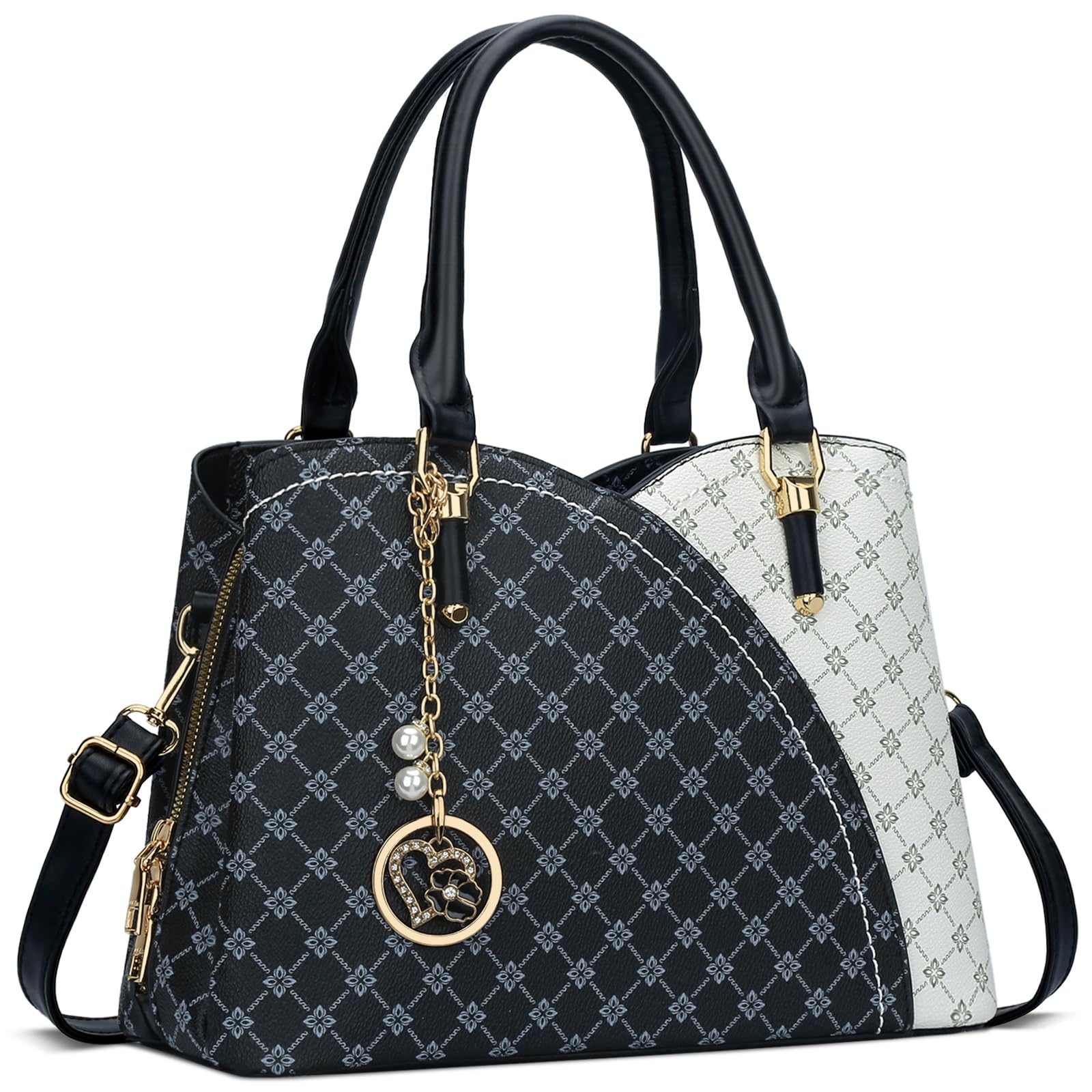 KKXIU Triple Compartments Purses and Handbags for Women Fashion Ladies Satchel Shoulder Top Handle Bag