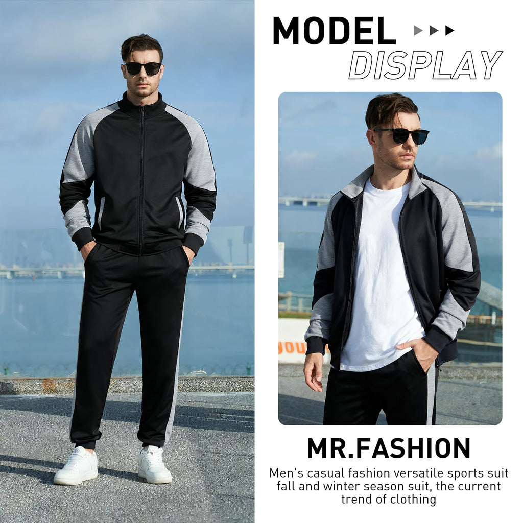 LBL Leading the Better Life Mens Track Suits Casual Full Zip Sweat Suit Active Jackets and Pants 2 Piece Outfits