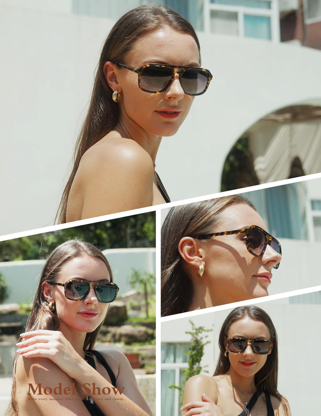 BIRCEN Women Polarized Acetate Sunglasses: Fashion Square Aviator Shades UV Protection for Trendy Laides Travel Beach Outdoor